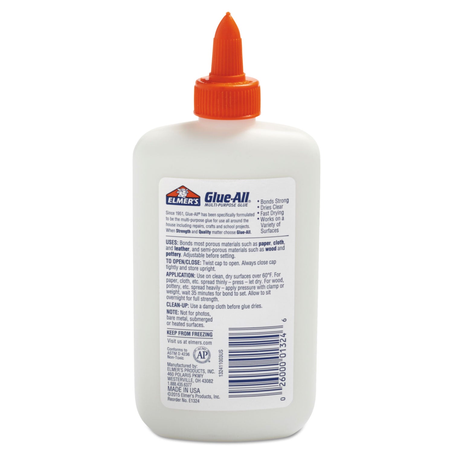 Glue-All White Glue, 7.63 oz, Dries Clear -