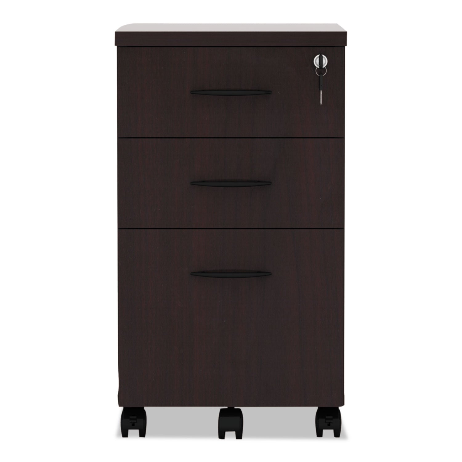 Alera Valencia Series Mobile Pedestal File, Left/Right, 3-Drawers: Box/Box/File, Legal/Letter, Mahogany, 15.88 x 20.5 x 28.38 -