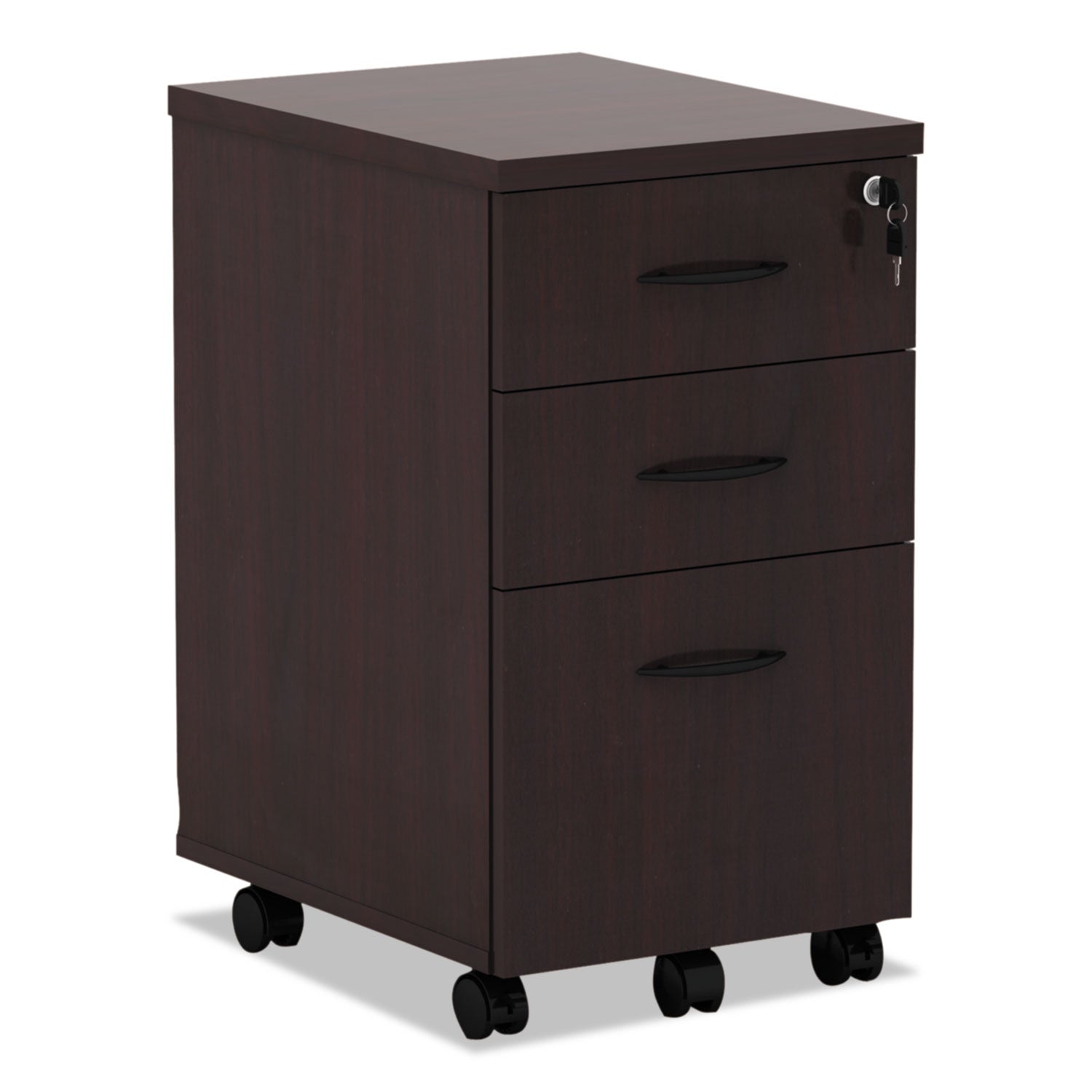 Alera Valencia Series Mobile Pedestal File, Left/Right, 3-Drawers: Box/Box/File, Legal/Letter, Mahogany, 15.88 x 20.5 x 28.38 -
