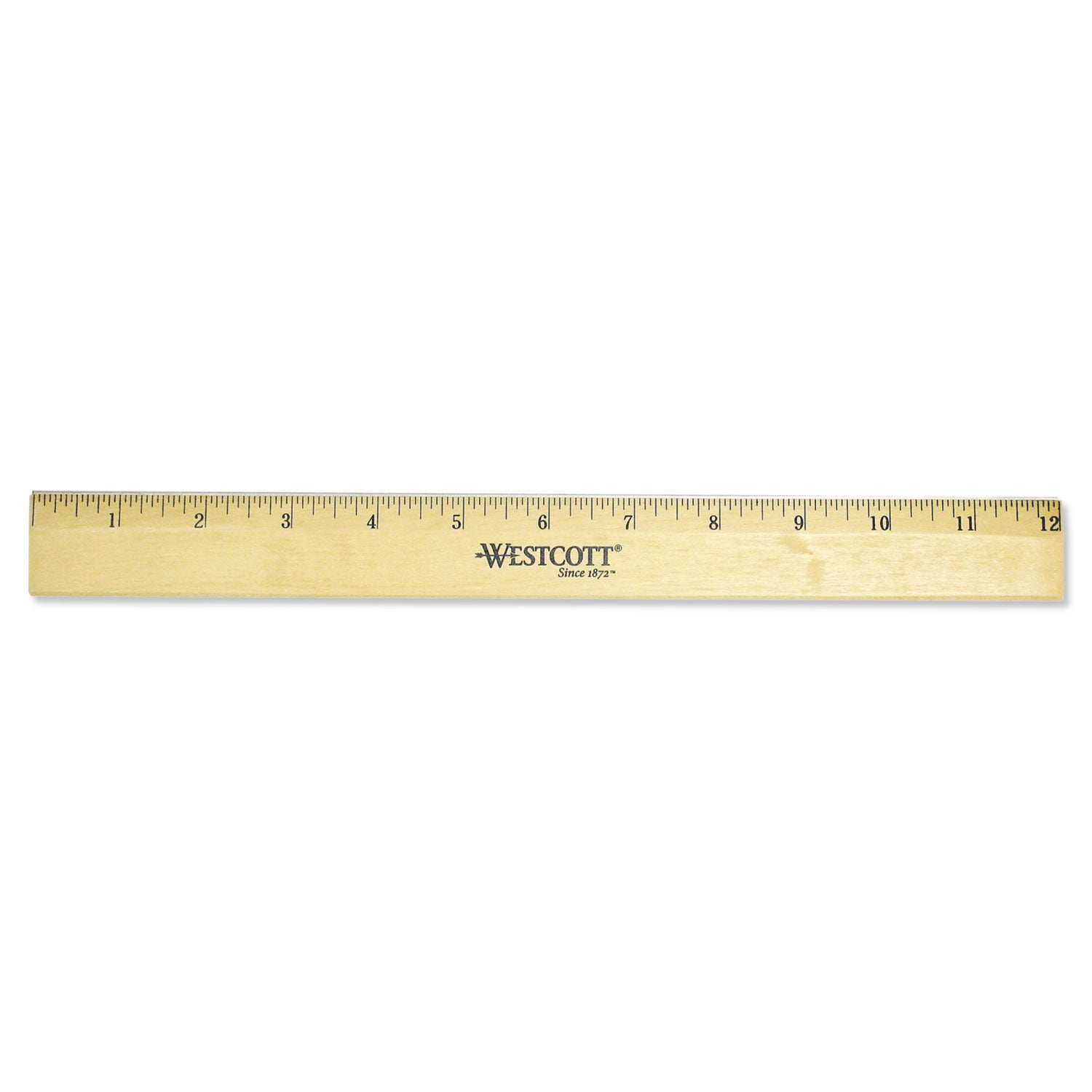 Wood Ruler with Single Metal Edge, Standard, 12" Long -