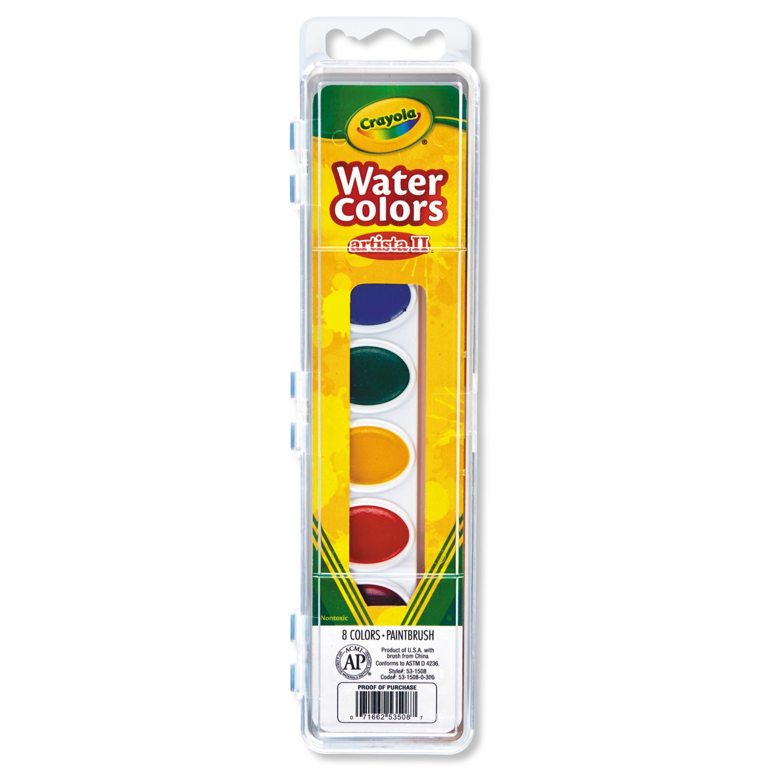 Artista II 8-Color Watercolor Set, 8 Assorted Colors, Palette Tray -