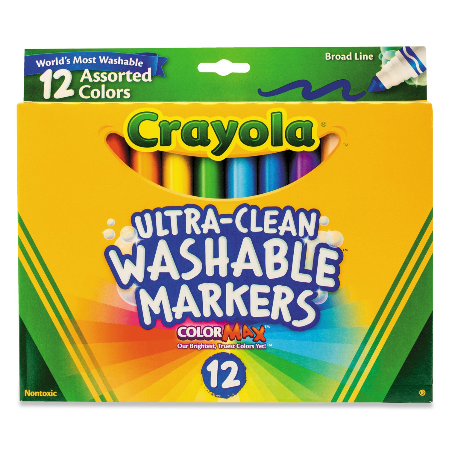 Ultra-Clean Washable Markers, Broad Bullet Tip, Assorted Colors, Dozen -