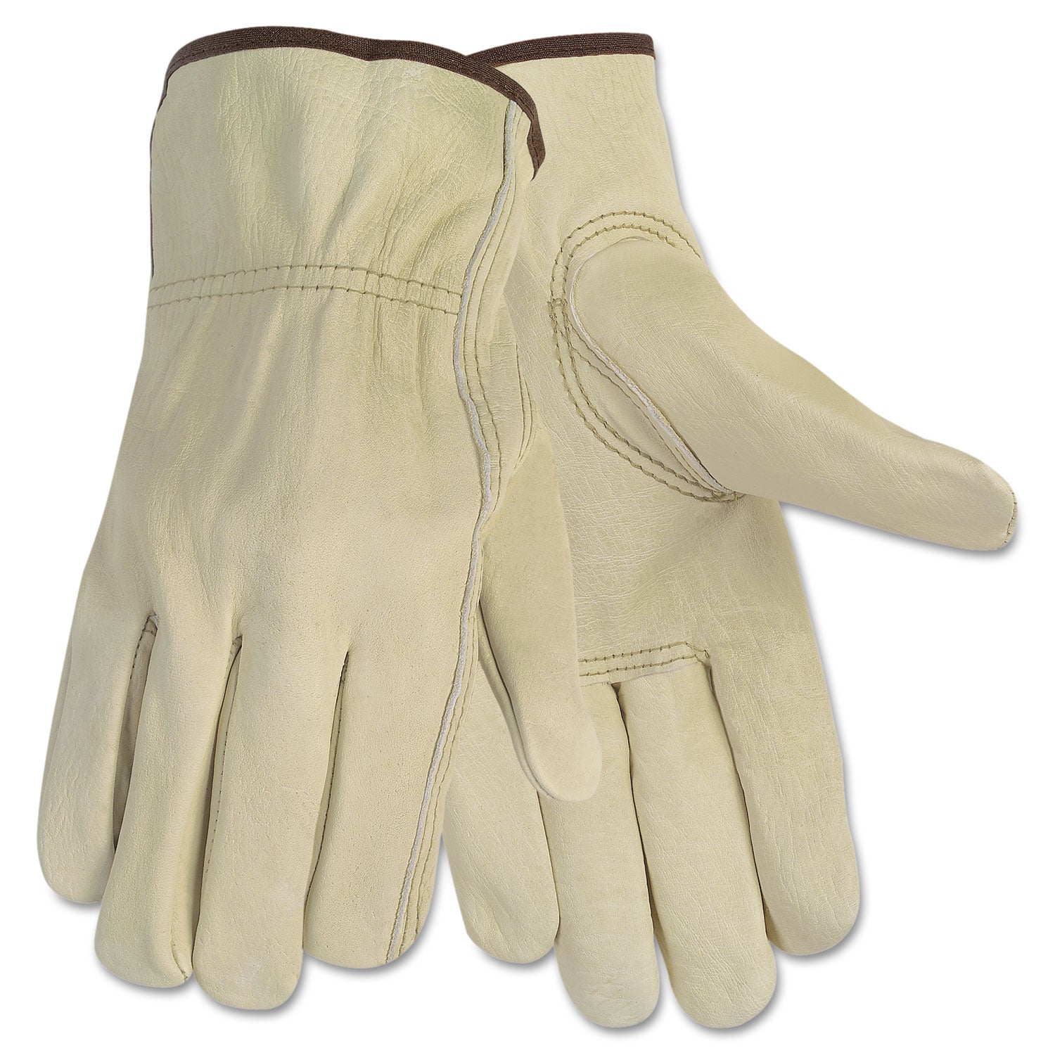 Economy Leather Driver Gloves, Large, Beige, Pair -