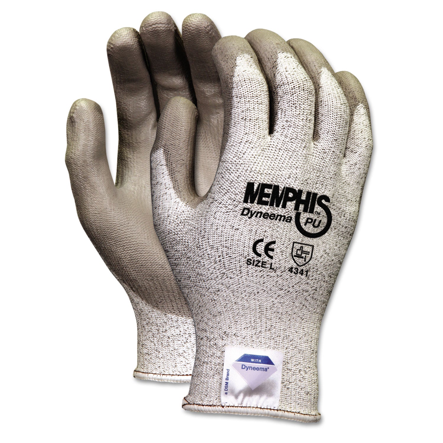 Memphis Dyneema Polyurethane Gloves, Large, White/Gray, Pair -