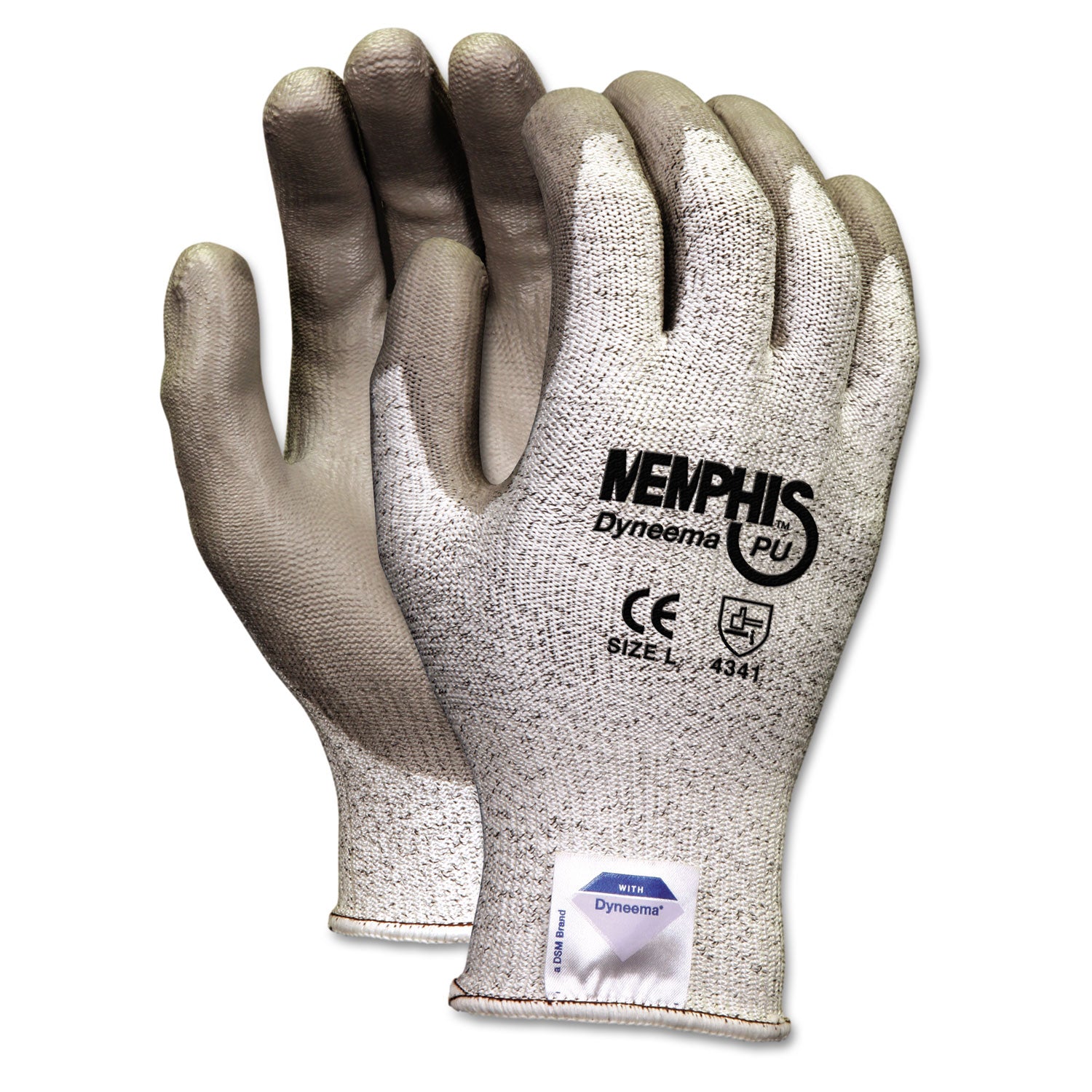 Memphis Dyneema Polyurethane Gloves, Medium, White/Gray, Pair -