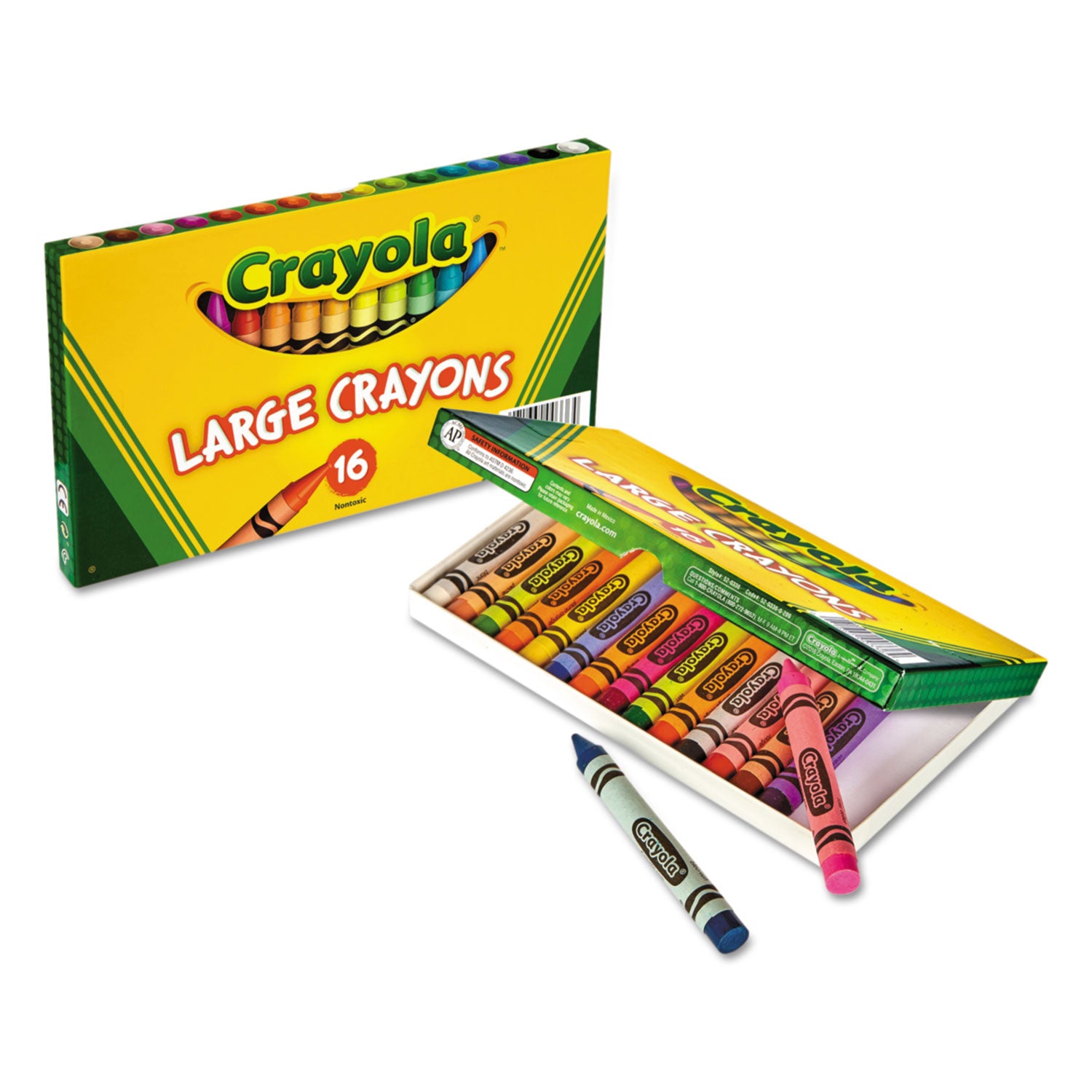 Large Crayons, Lift Lid Box, 16 Colors/Box -