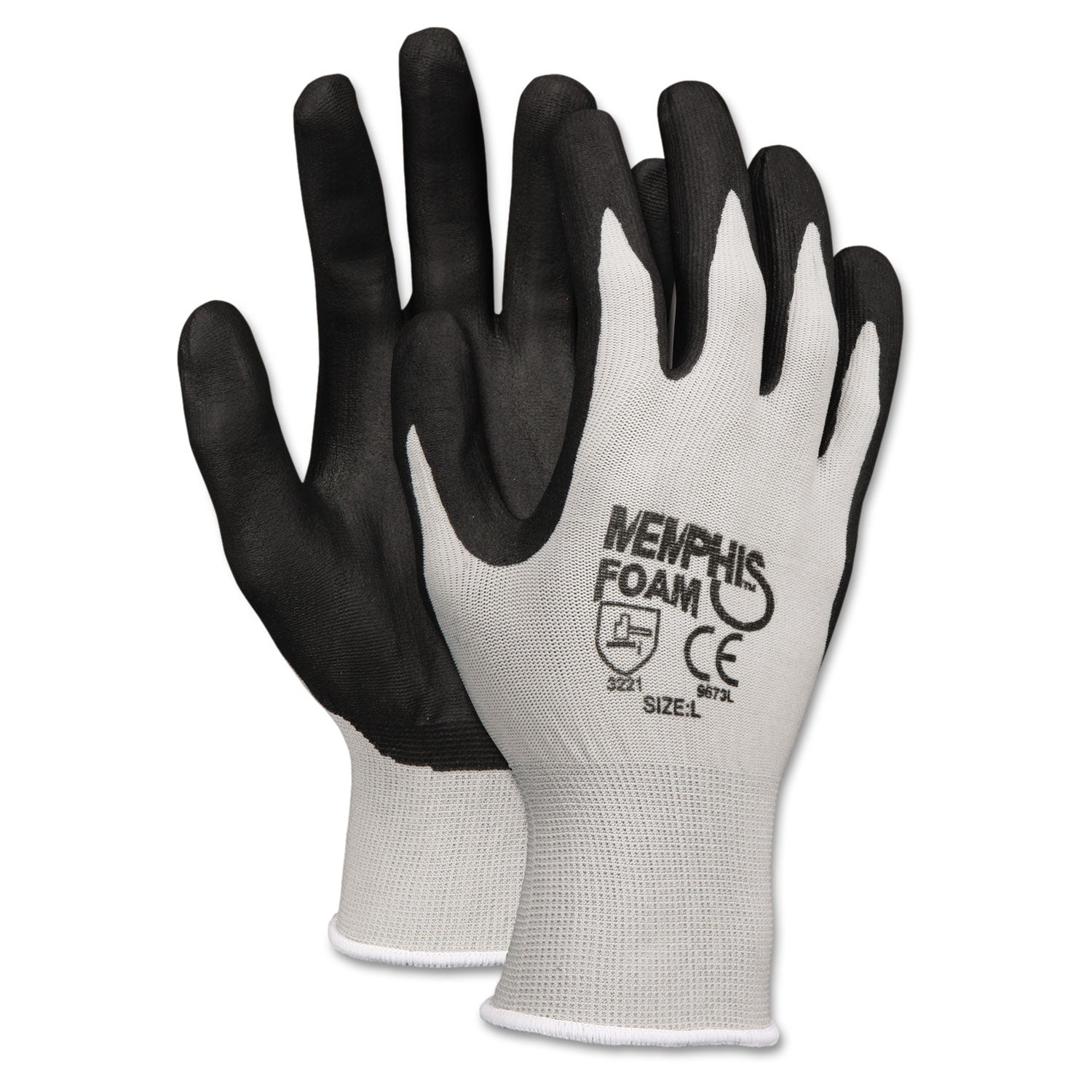 Economy Foam Nitrile Gloves, Small, Gray/Black, 12 Pairs -