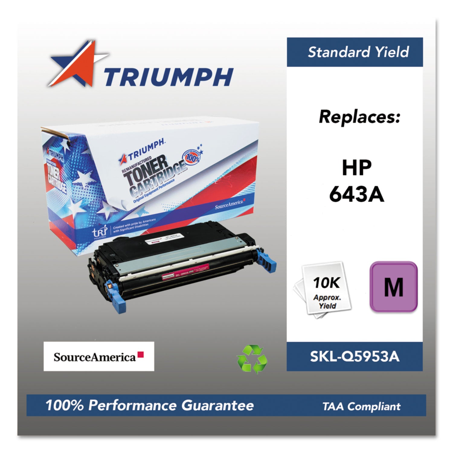 751000NSH0286 Remanufactured Q5953A (643A) Toner, 10,000 Page-Yield, Magenta -