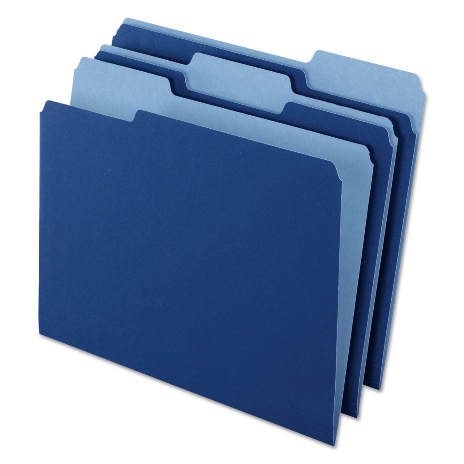Interior File Folders, 1/3-Cut Tabs: Assorted, Letter Size, Navy Blue, 100/Box -