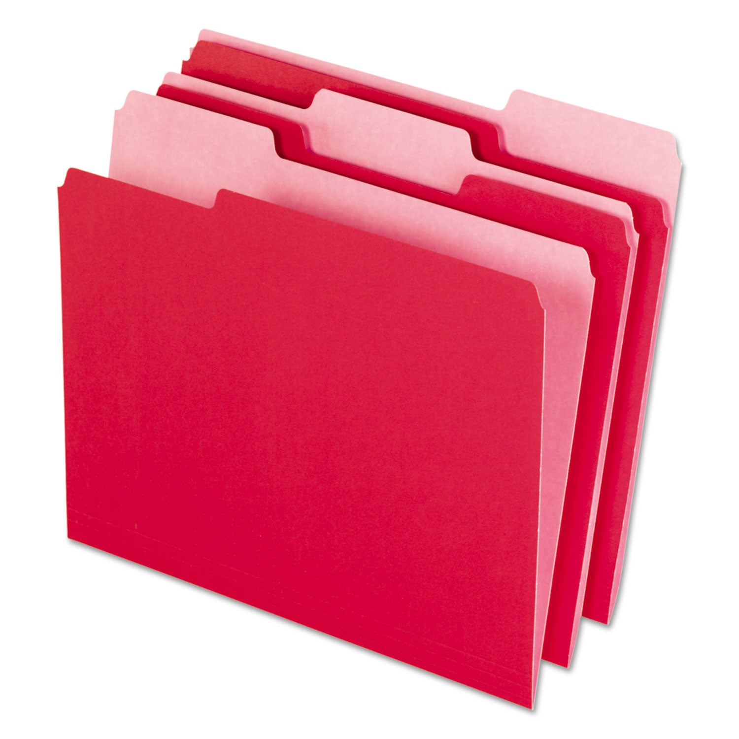 Interior File Folders, 1/3-Cut Tabs: Assorted, Letter Size, Red, 100/Box -