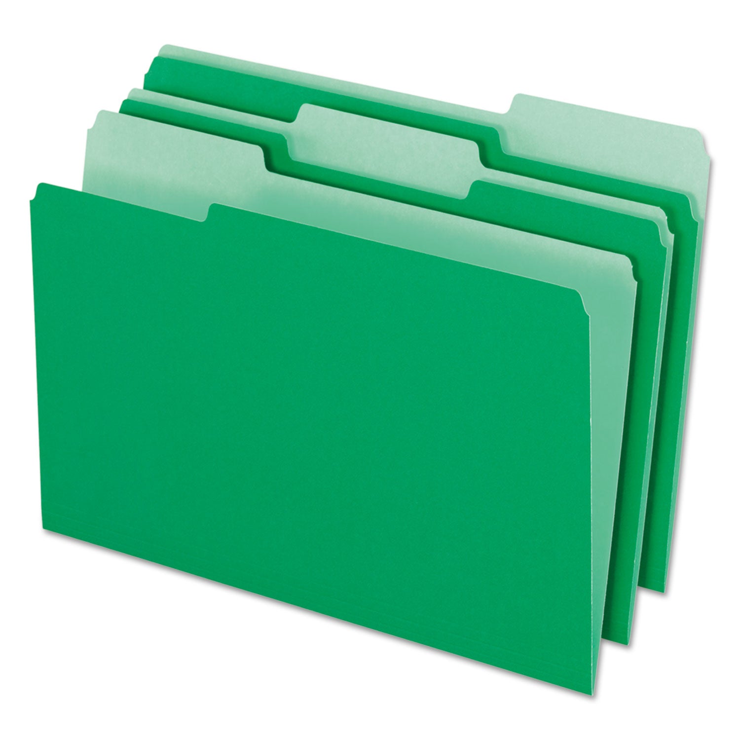 Interior File Folders, 1/3-Cut Tabs: Assorted, Legal Size, Green, 100/Box -