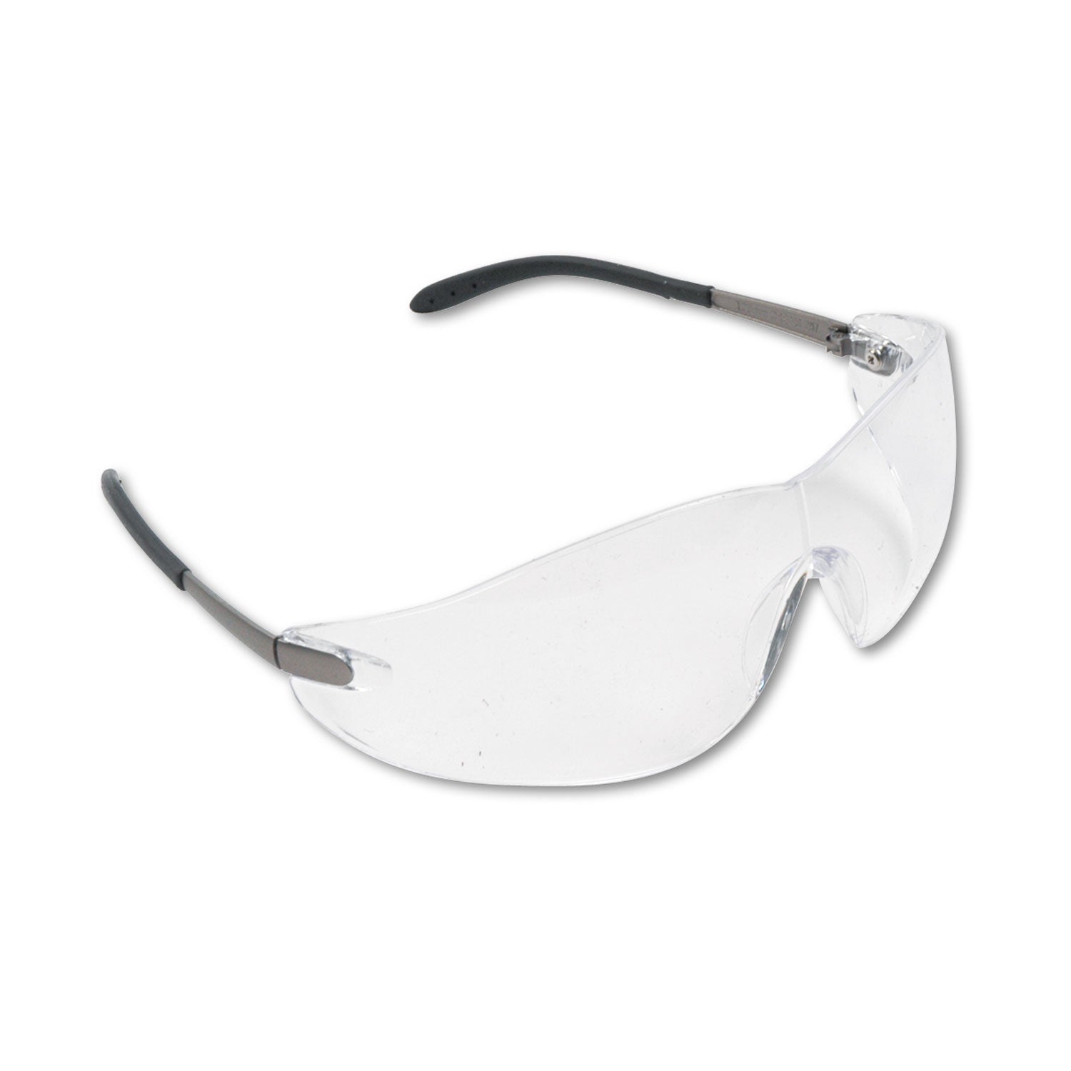 Blackjack Wraparound Safety Glasses, Chrome Plastic Frame, Clear Lens -