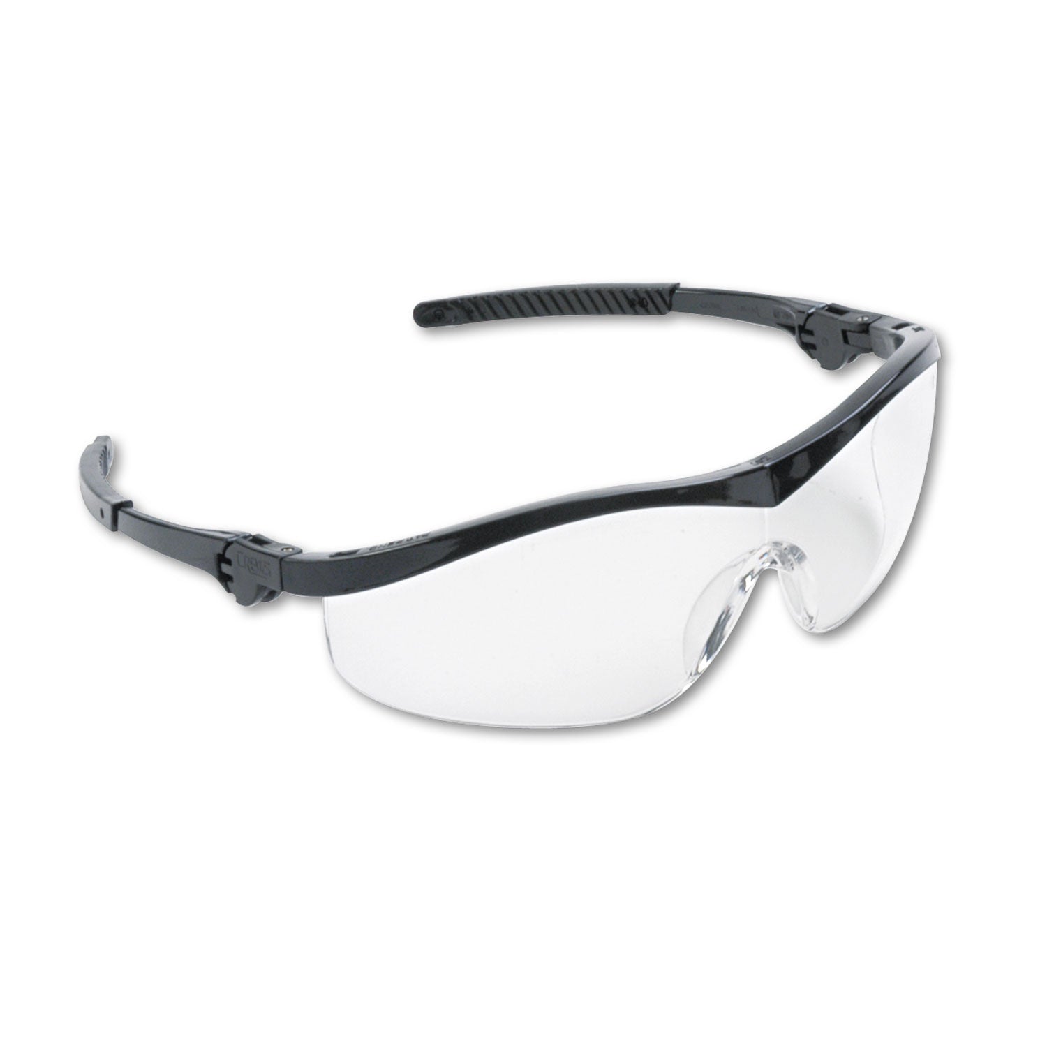 Storm Wraparound Safety Glasses, Black Nylon Frame, Clear Lens, 12/Box -