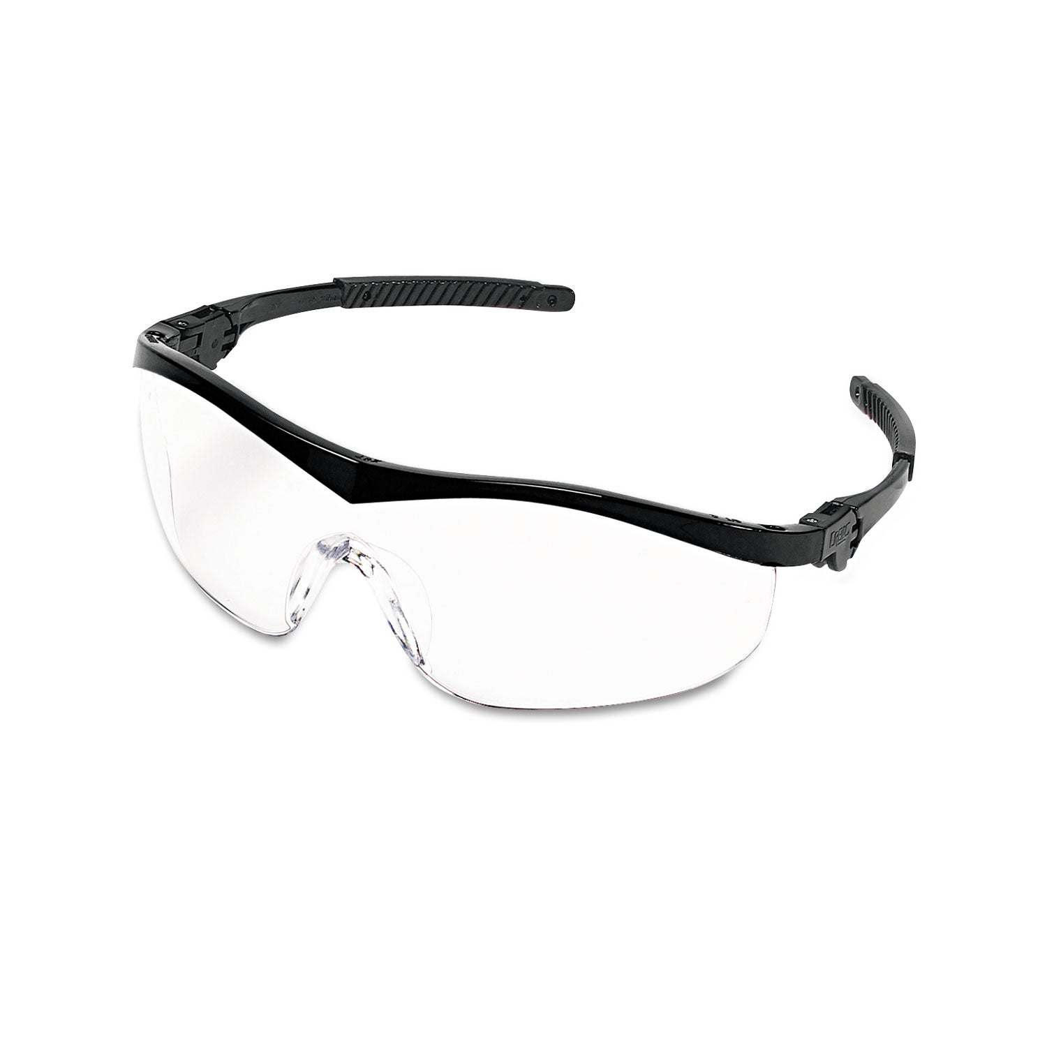 Storm Wraparound Safety Glasses, Black Nylon Frame, Clear Lens, 12/Box -