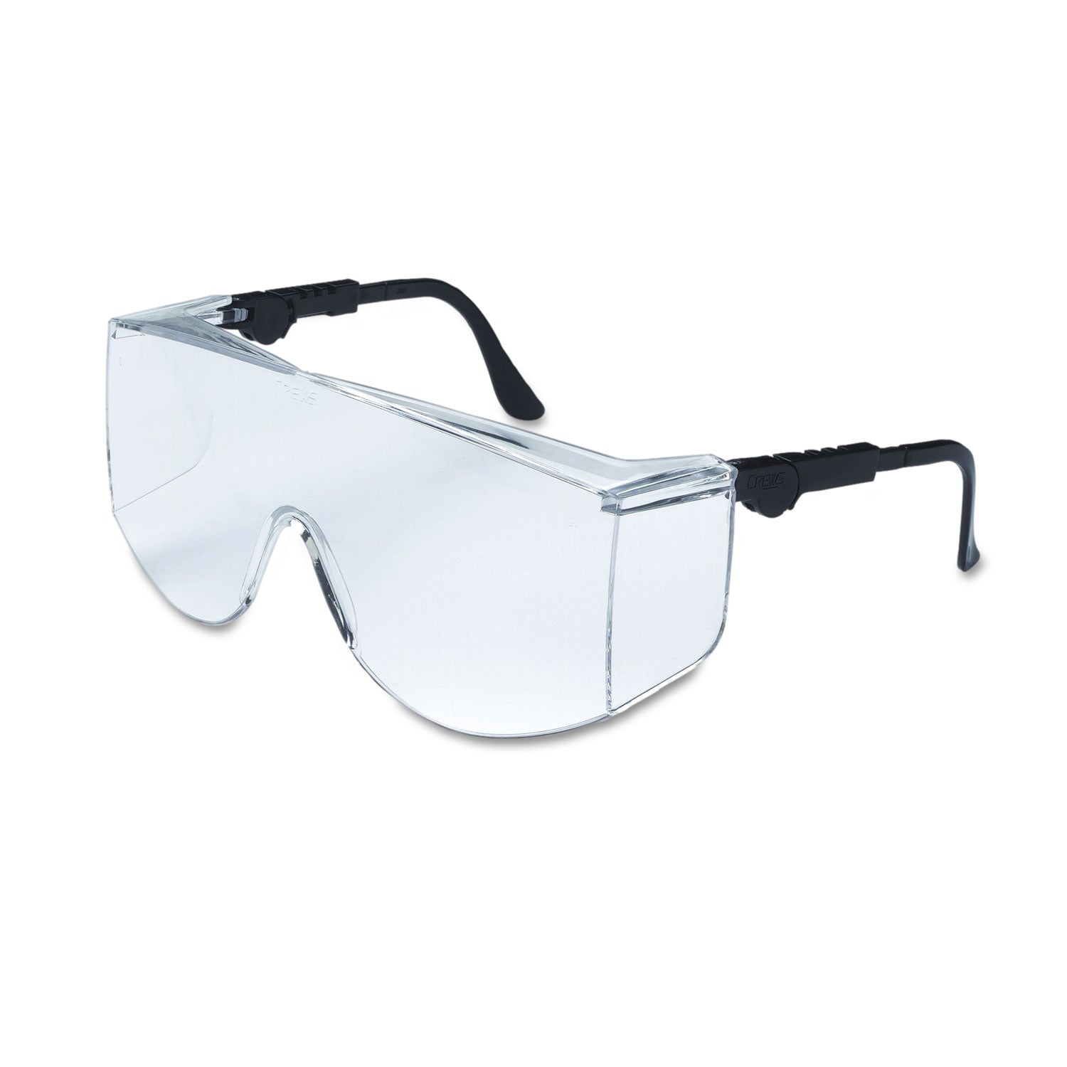 Tacoma Wraparound Safety Glasses, Black Frames, Clear Lenses -