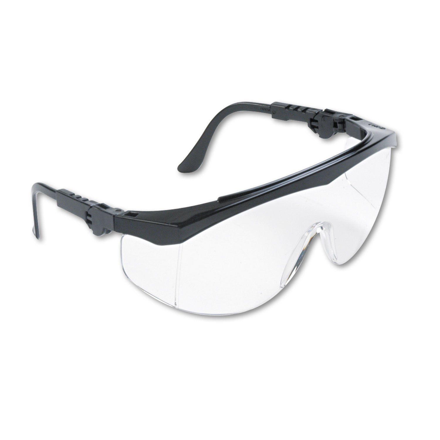 Tomahawk Wraparound Safety Glasses, Black Nylon Frame, Clear Lens, 12/Box -