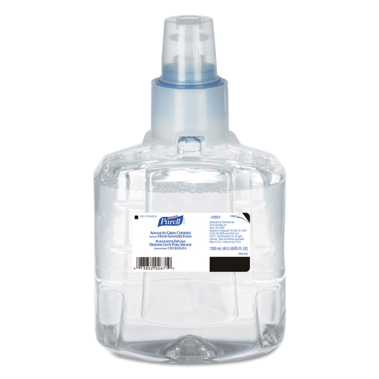 Advanced Hand Sanitizer Green Certified Foam Refill, For LTX-12 Dispensers, 1,200 mL, Fragrance-Free, 2/Carton -