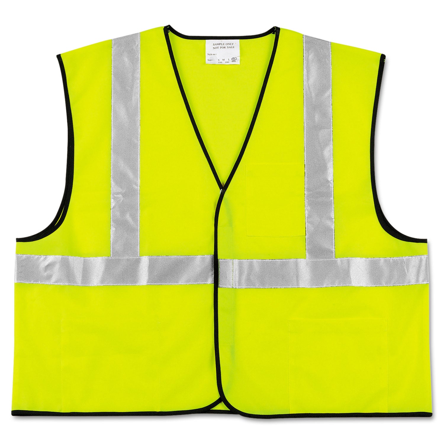 Class 2 Safety Vest, Polyester, X-Large, Fluorescent Lime with Silver Stripe -