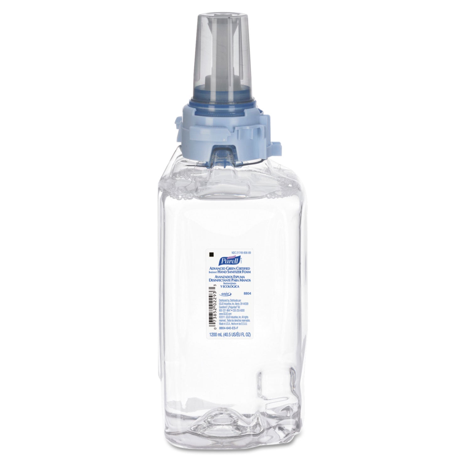 Advanced Hand Sanitizer Green Certified Foam Refill, For ADX-12 Dispensers, 1,200 mL, Fragrance-Free, 3/Carton -