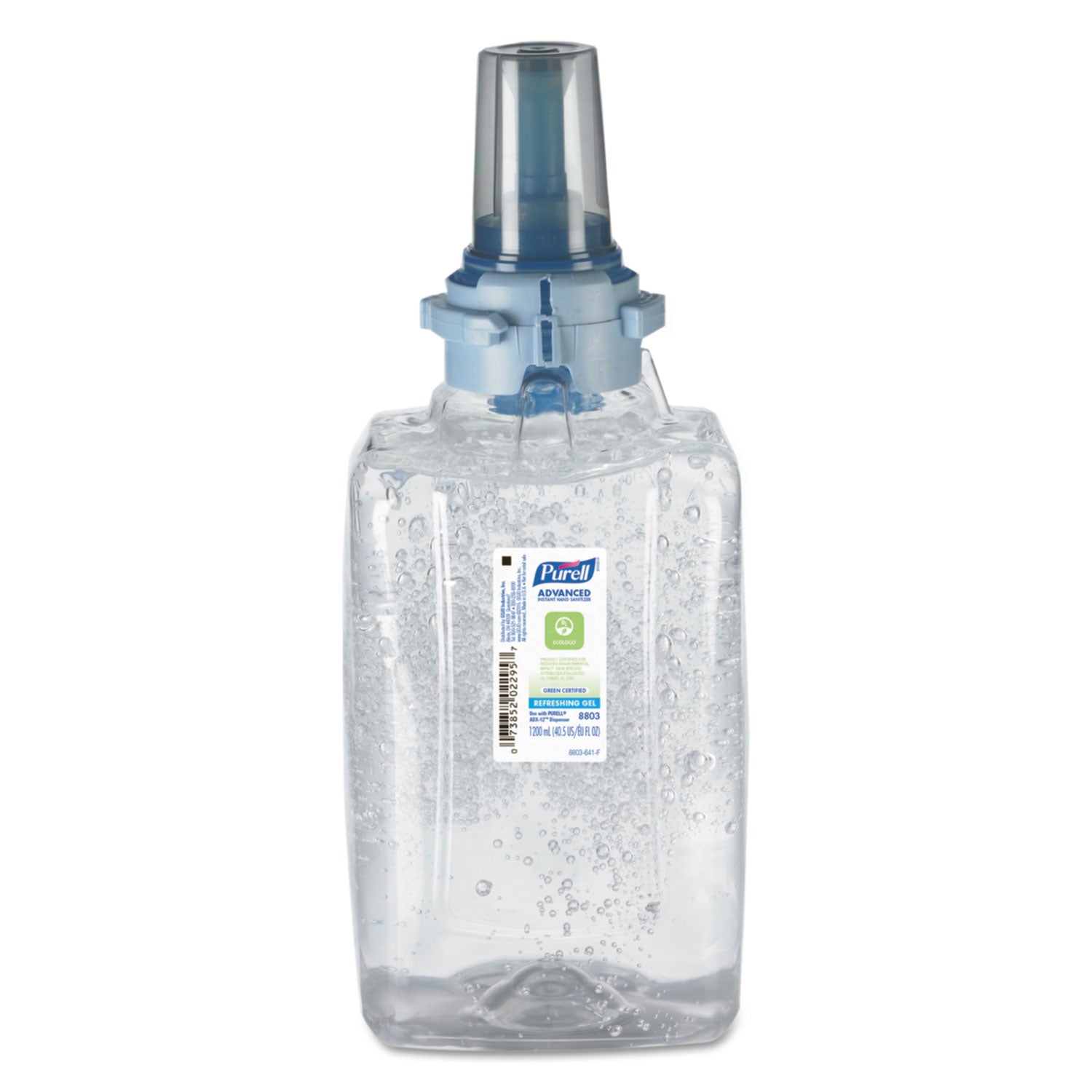 Advanced Hand Sanitizer Green Certified Gel Refill, For ADX-12 Dispensers, 1,200 mL, Fragrance-Free, 3/Carton -