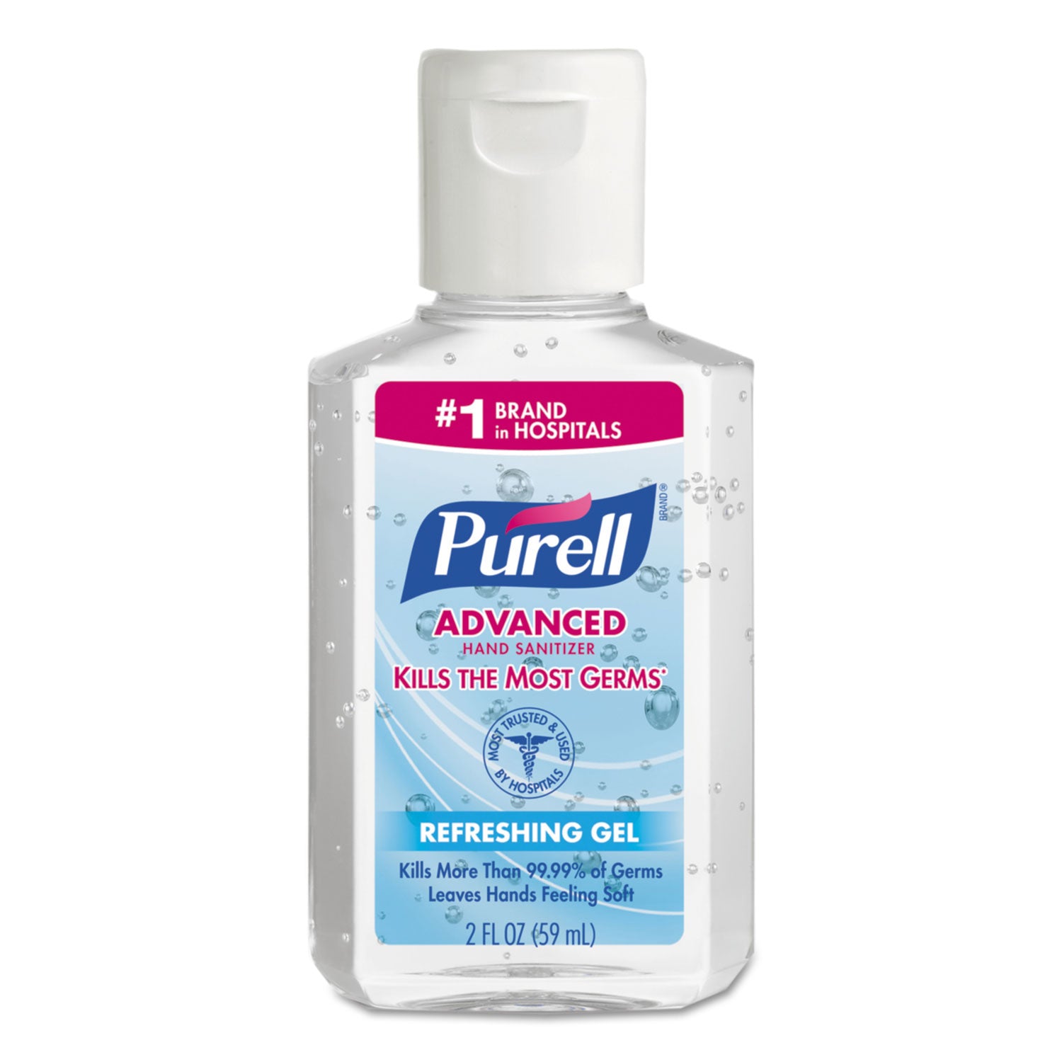 Advanced Hand Sanitizer Refreshing Gel, 2 oz, Flip-Cap Bottle, Clean Scent, 24/Carton -