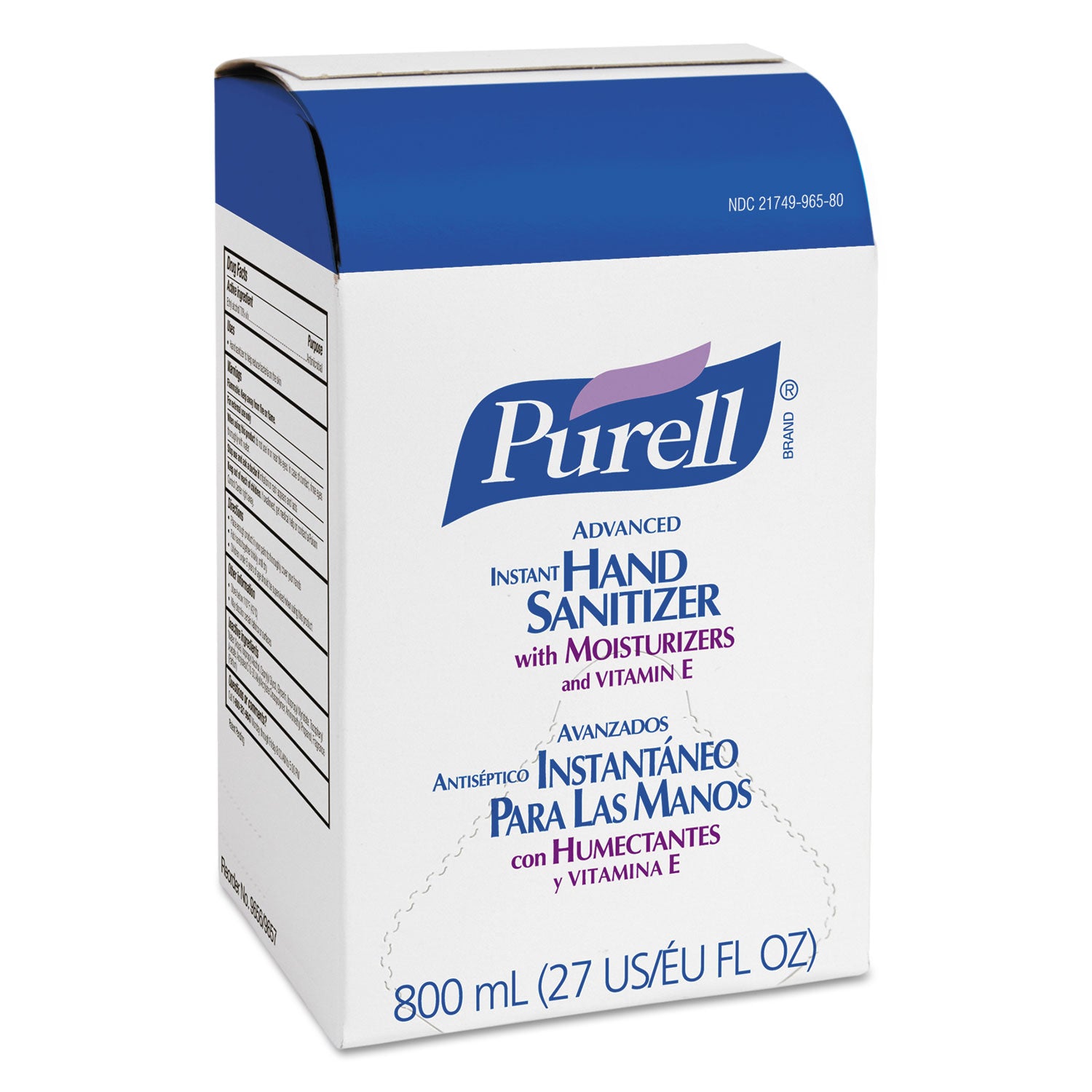 Advanced Hand Sanitizer Gel, Bag-in-Box, 800 mL Refill, Unscented, 12/Carton -