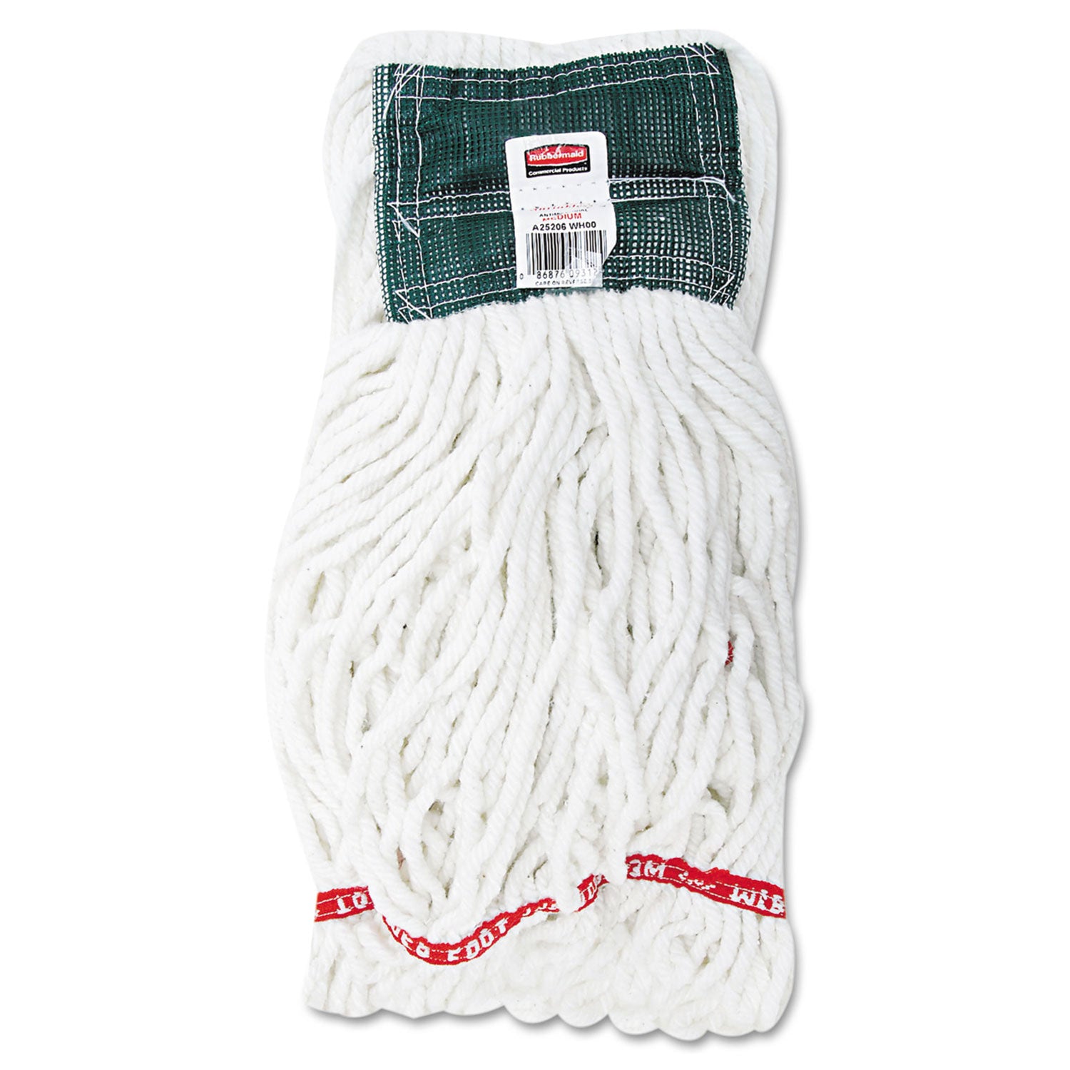 Rubbermaid Commercial 5" Headband Shrinkless Wet Mop - Medium - Shrinkless, Chemical Resistant, Durable - Cotton, Yarn, Synthetic, PVC - White - 6 / Carton - 1