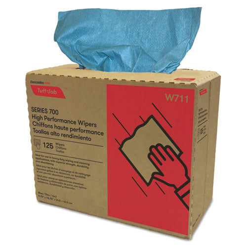 Tuff-Job S700 High Performance Wipers, Blue, 9.75 x 16.75, 125/Box, 6 Boxes/Carton