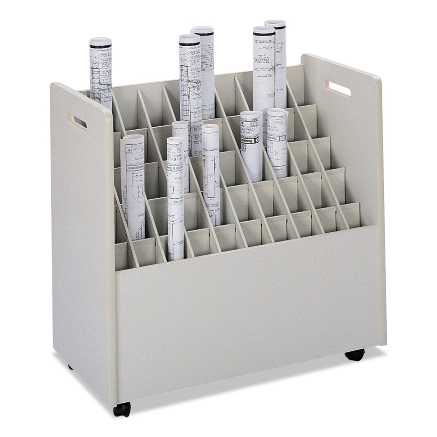 Laminate Mobile Roll Files, 50 Compartments, 30.25w x 15.75d x 29.25h, Putty -