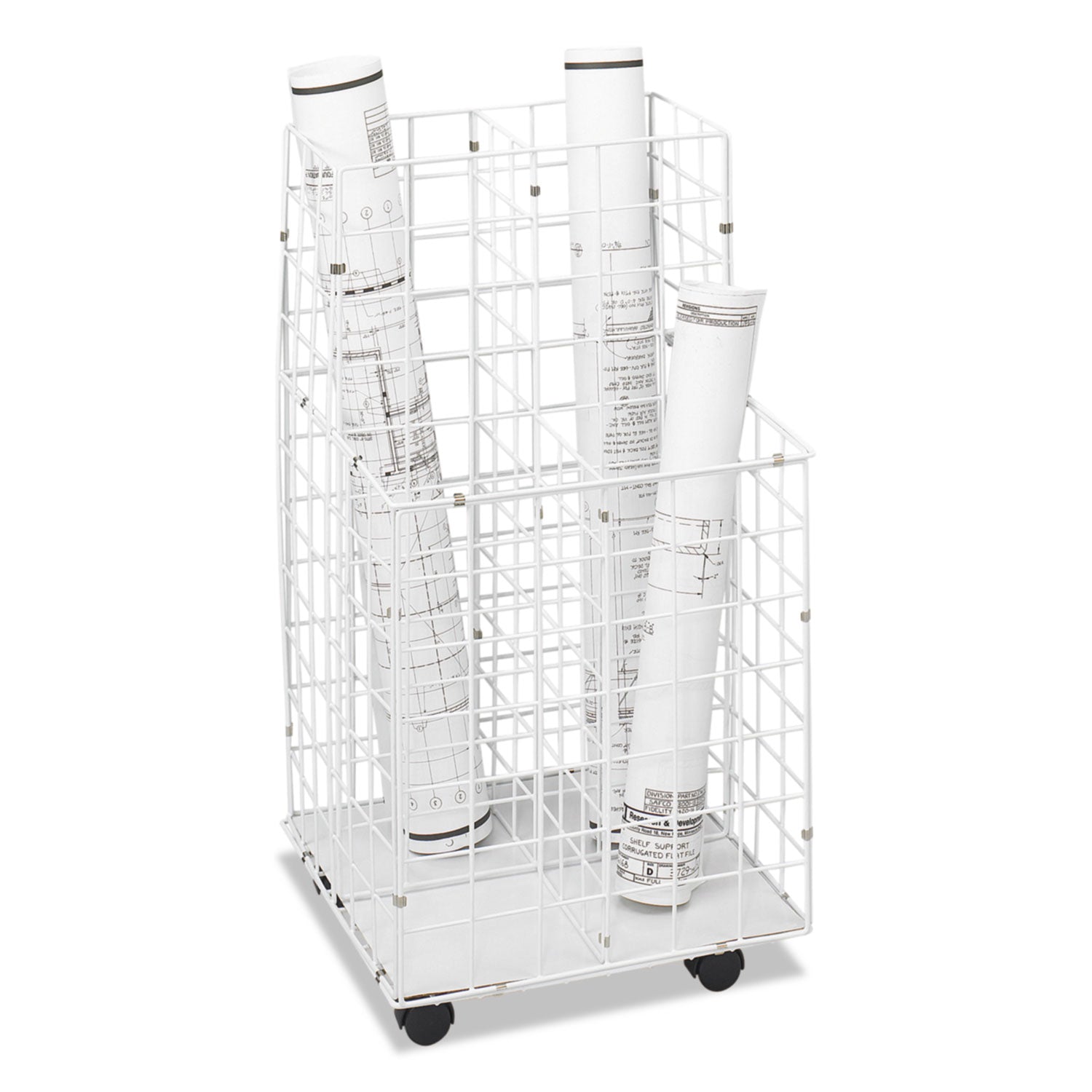 Wire Roll Files, 4 Compartments, 16.25w x 16.5d x 30.5h, White -
