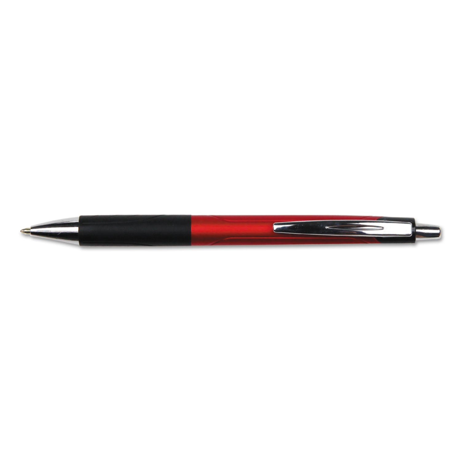 Comfort Grip Ballpoint Pen, Retractable, Medium 1 mm, Red Ink, Red/Black Barrel, Dozen -