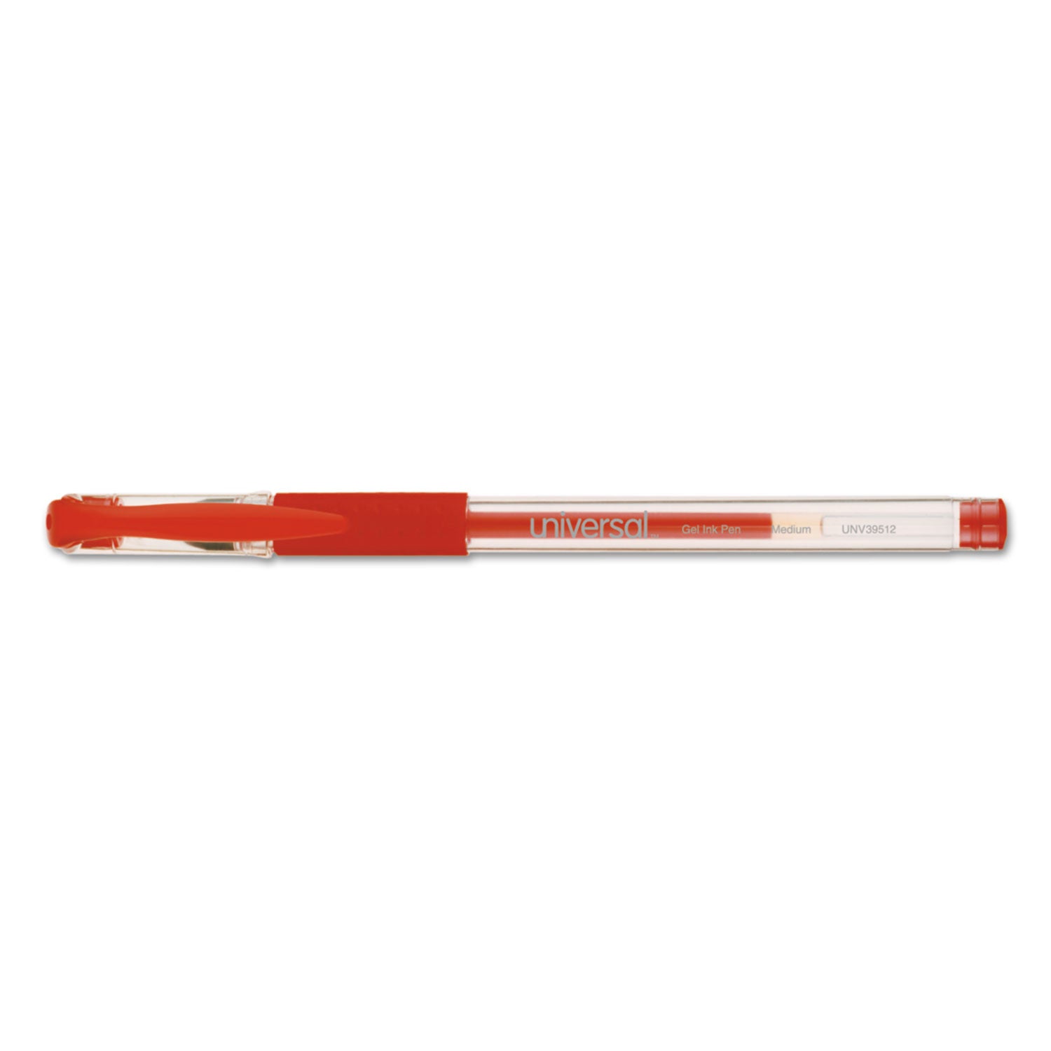 Comfort Grip Gel Pen, Stick, Medium 0.7 mm, Red Ink, Clear/Red Barrel, Dozen -