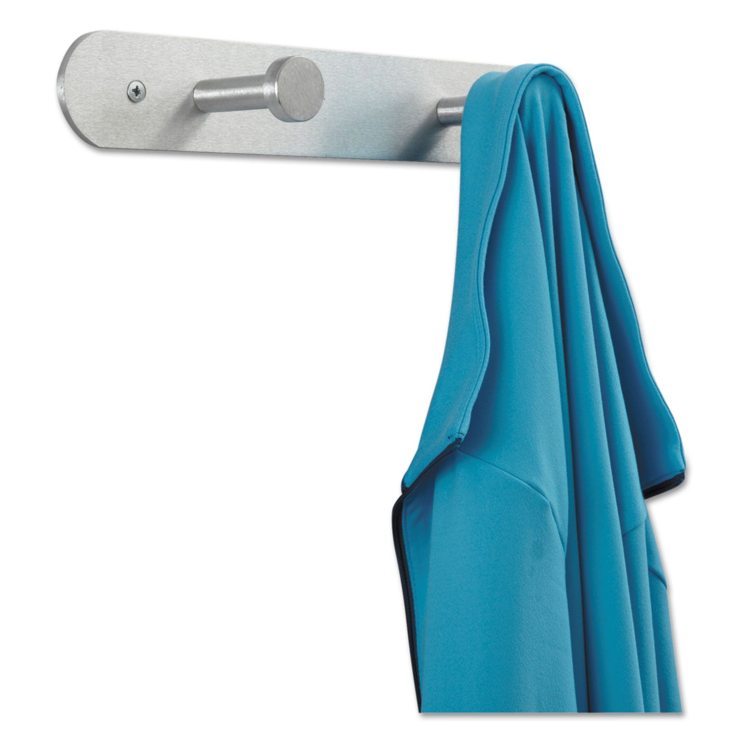 Nail Head Wall Coat Rack, Two Hooks, Metal, 12w x 2.75d x 2h, Satin -