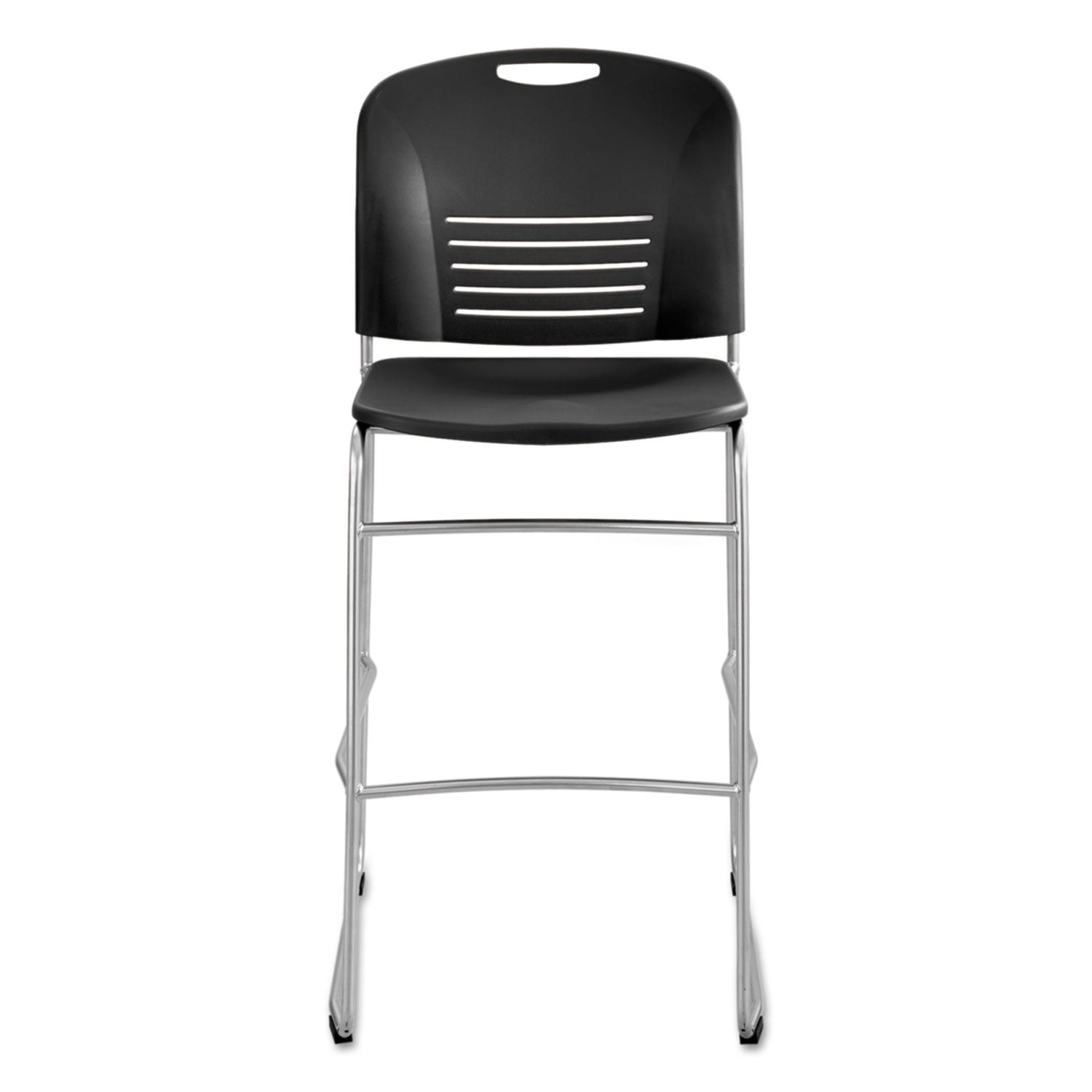 Vy Sled Base Bistro Chair, Supports Up to 350 lb, 30.5" Seat Height, Black Seat, Black Back, Silver Base -