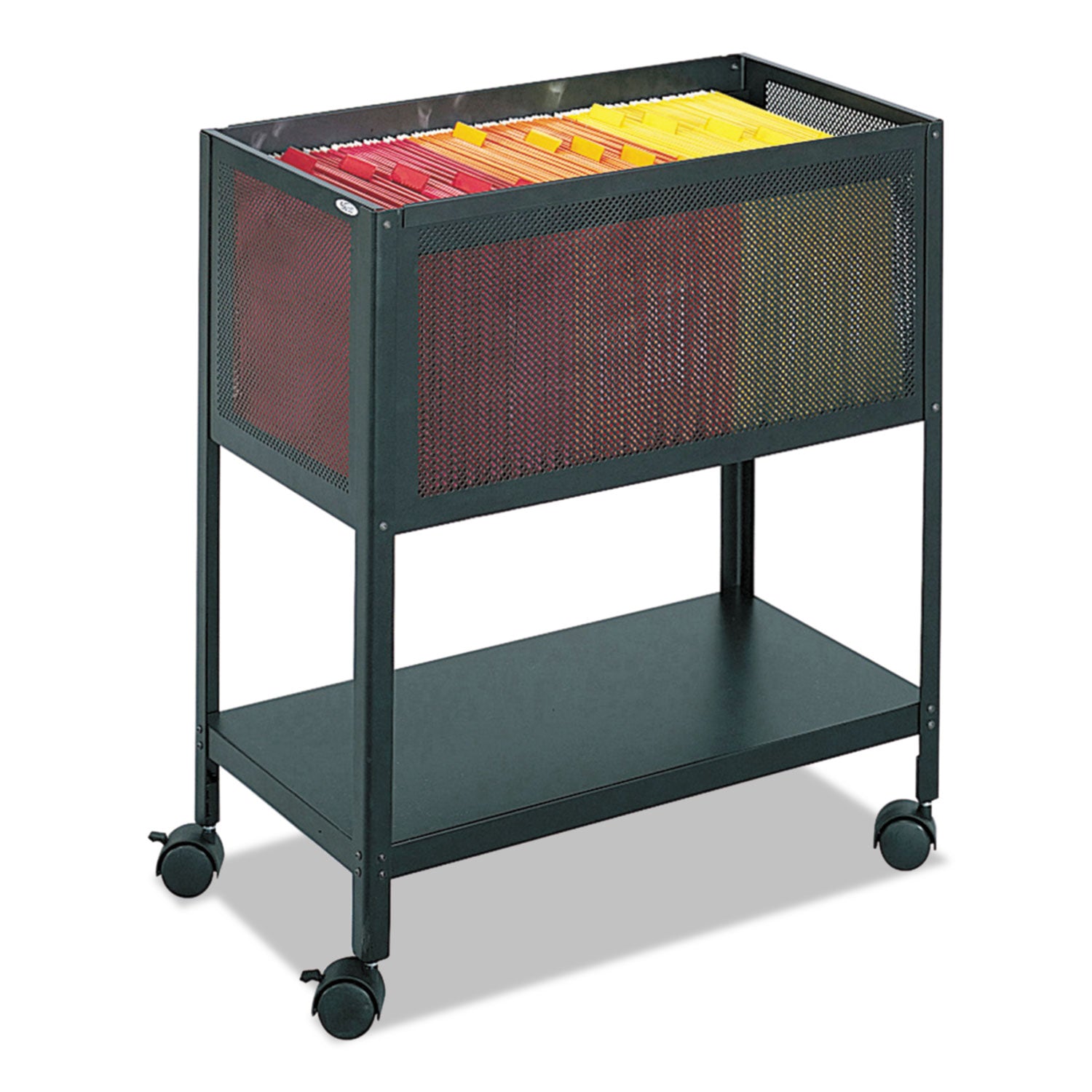 Open Top Mesh Tub, Metal, 1 Shelf, 1 Bin, 13.5" x 24.25" x 27.5", Black -