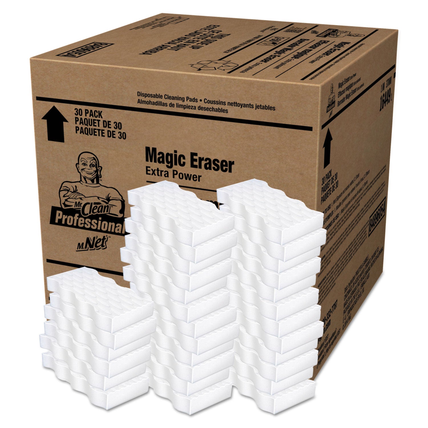 Magic Eraser Extra Durable, 4.6 x 2.4, 0.7" Thick, White, 30/Carton -