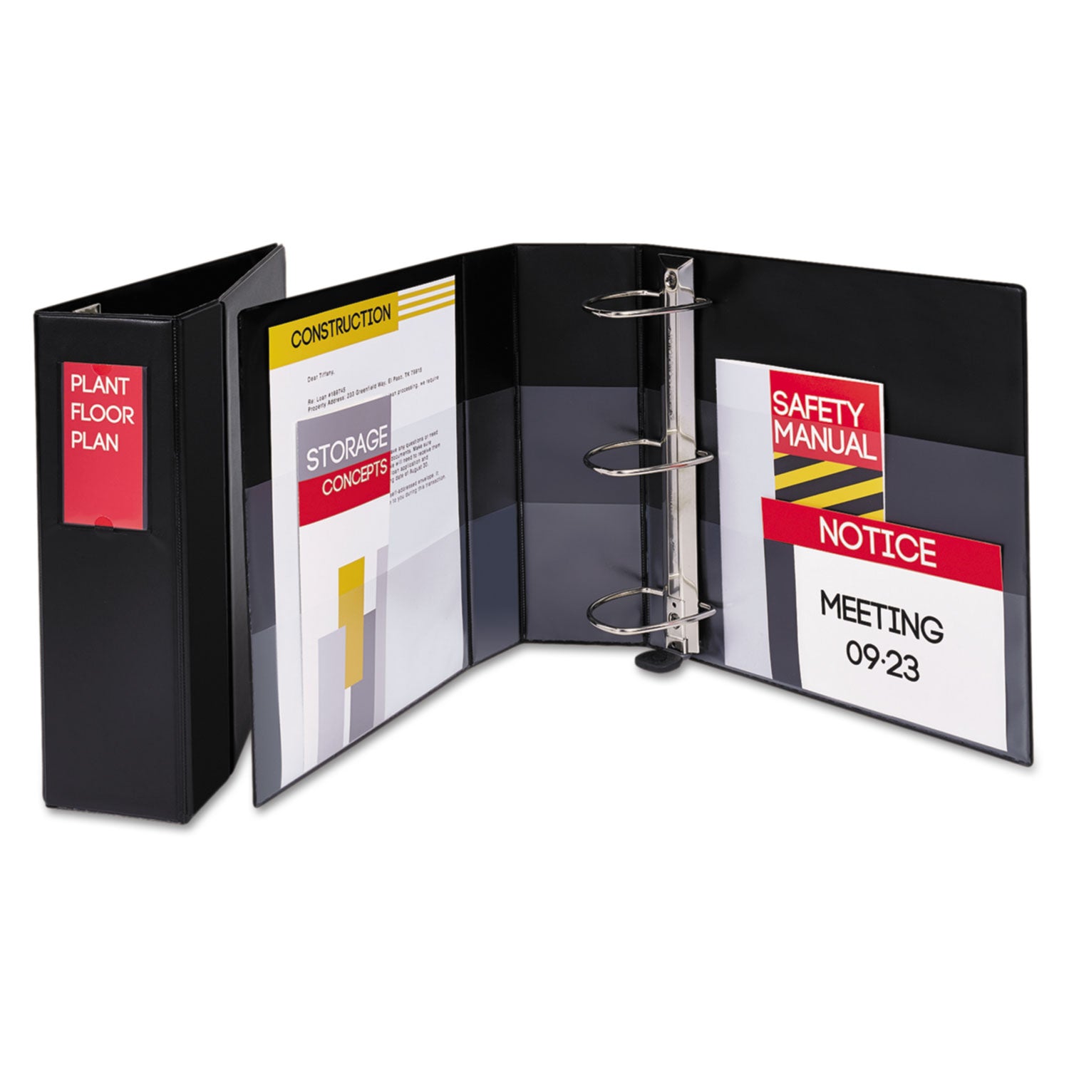 Heavy-Duty Non-View Binder with DuraHinge, Three Locking One Touch EZD Rings and Spine Label, 4" Capacity, 11 x 8.5, Black -