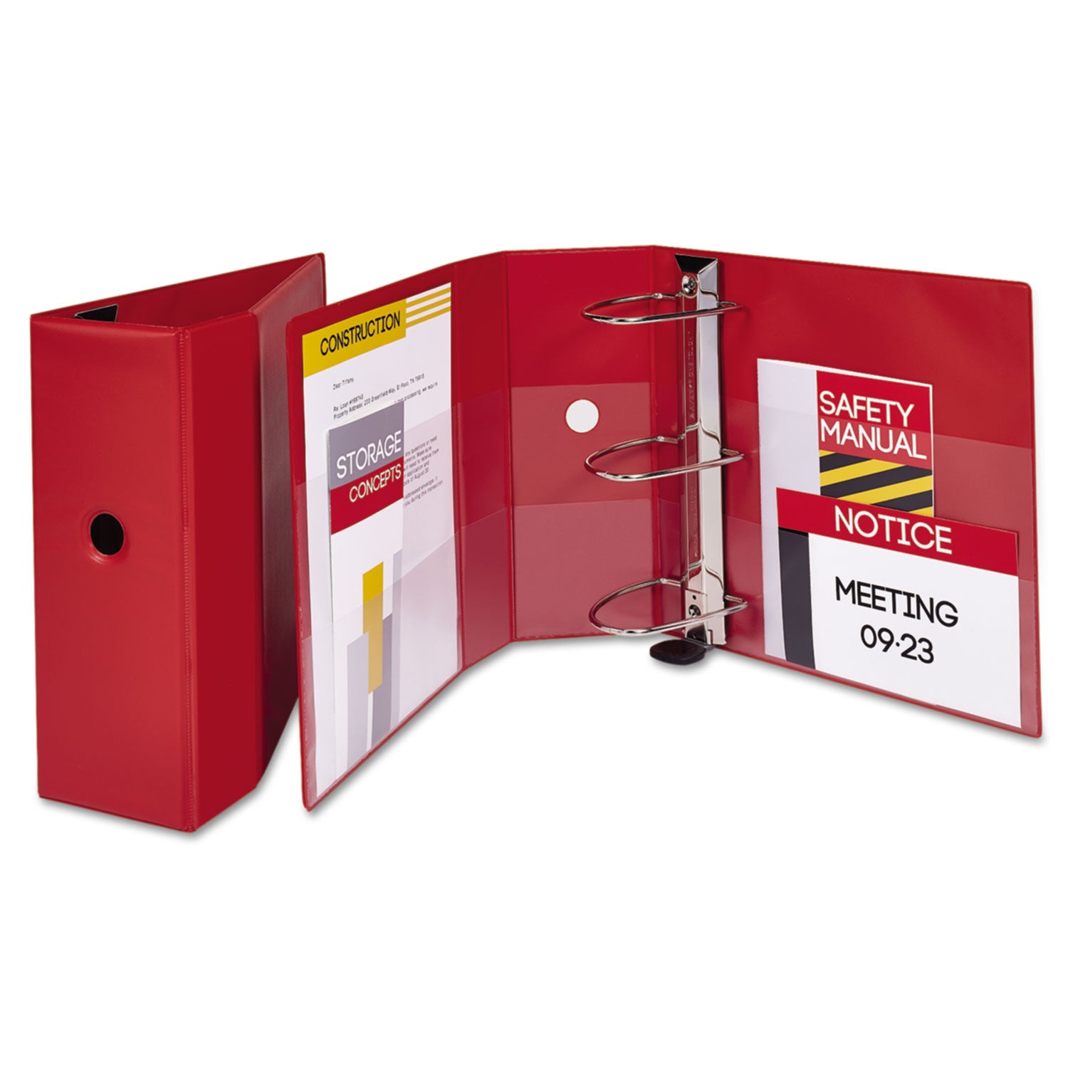 Heavy-Duty Non-View Binder with DuraHinge, Locking One Touch EZD Rings and Thumb Notch, 3 Rings, 5" Capacity, 11 x 8.5, Red -