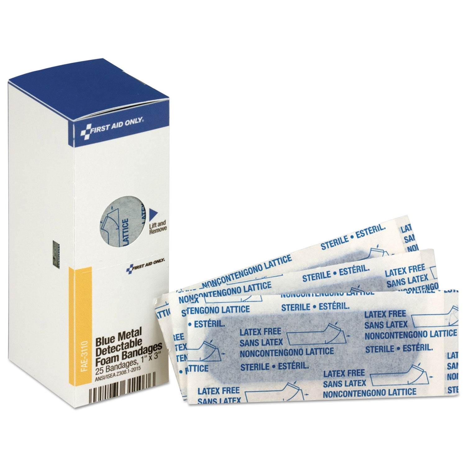 metal-detectable-adhesive-bandages-foam-blue-1-x-3-25-box_faofae3110 - 1