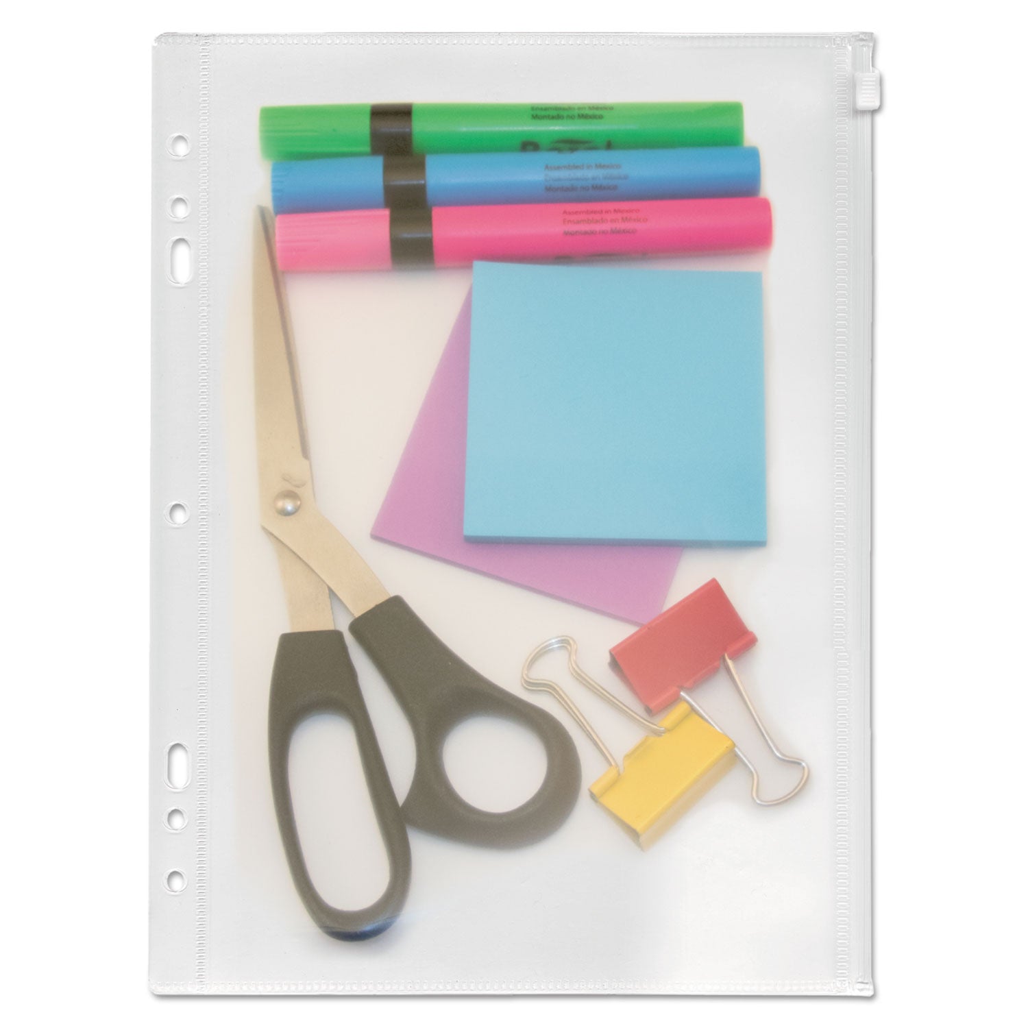 Zip-All Ring Binder Pocket, 8.5 x 11, Clear -