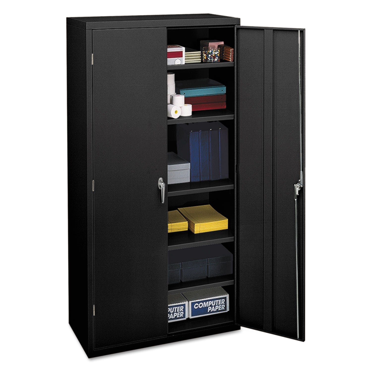 Assembled Storage Cabinet, 36w x 18.13d x 71.75h, Black -