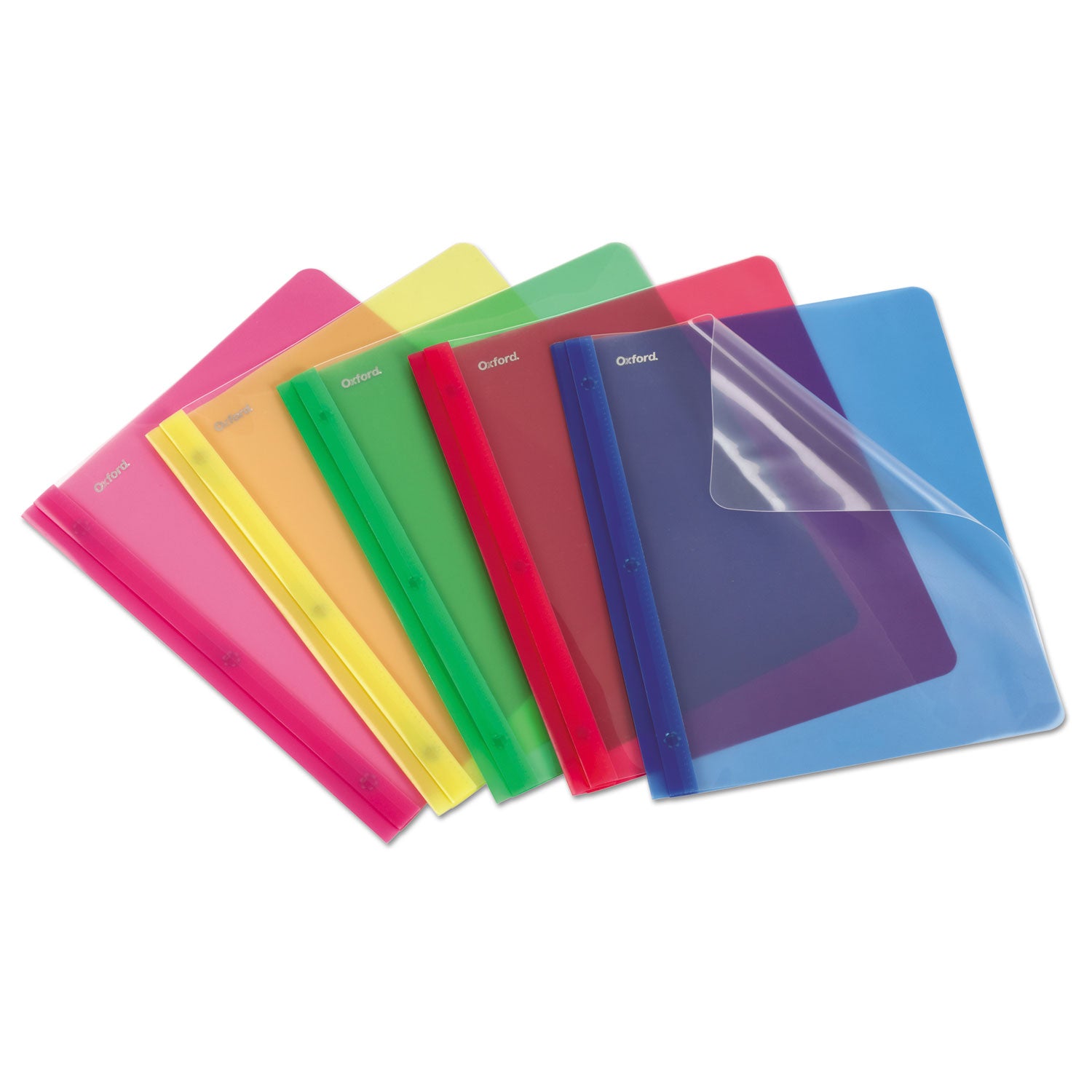 Translucent Poly Clear Front Report Cover, 3 Fastener, 0.5" Capacity, 11 x 8.5, Assorted, 25/Box -