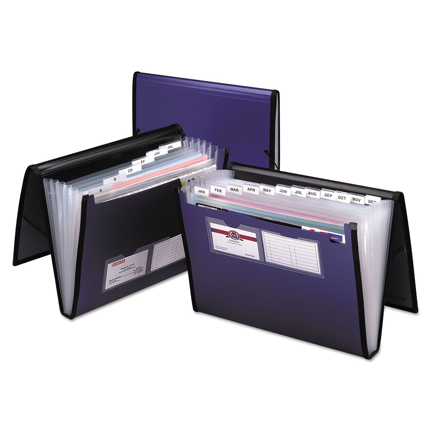 Professional Expanding Organizer, 7 Sections, Elastic Cord Closure, 1/6-Cut Tabs, Letter Size, Blue -