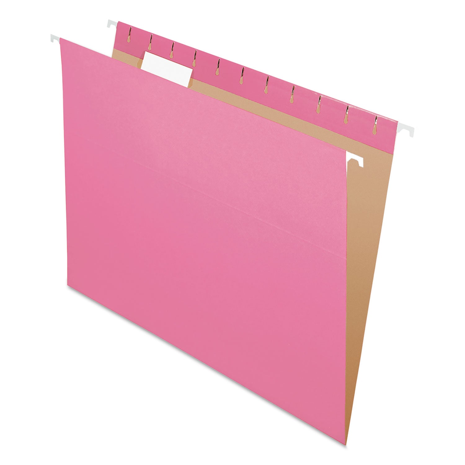 Colored Hanging Folders, Letter Size, 1/5-Cut Tabs, Pink, 25/Box -