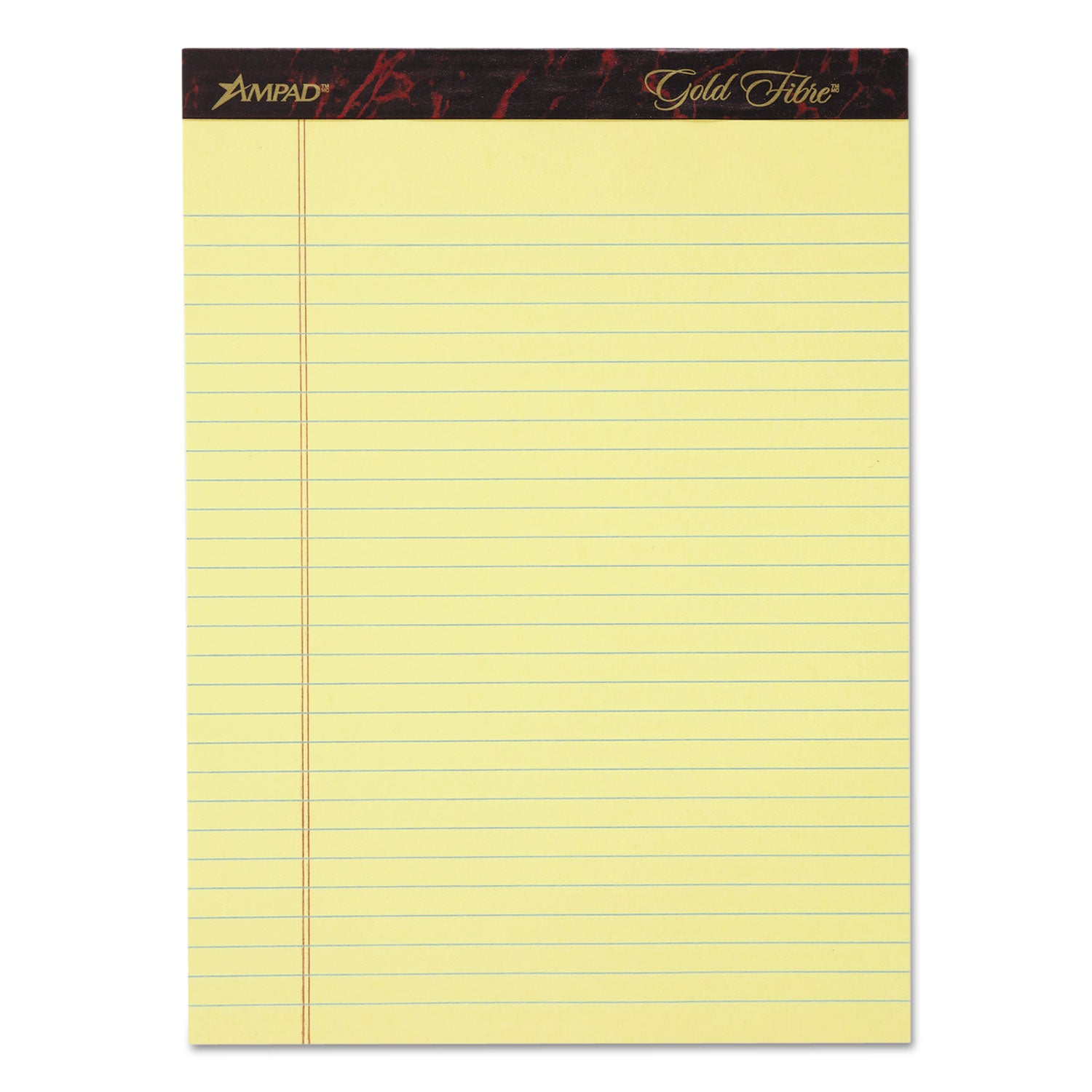 Gold Fibre Writing Pads, Wide/Legal Rule, 50 Canary-Yellow 8.5 x 11.75 Sheets, 4/Pack -