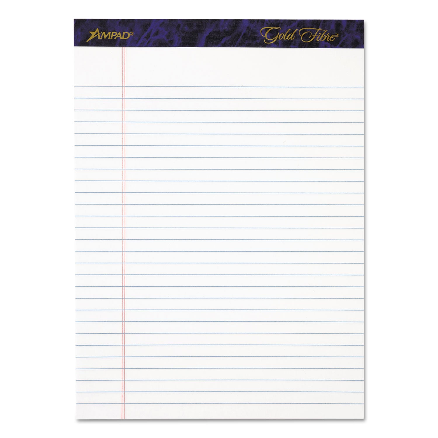 Gold Fibre Writing Pads, Wide/Legal Rule, 50 White 8.5 x 11.75 Sheets, 4/Pack -