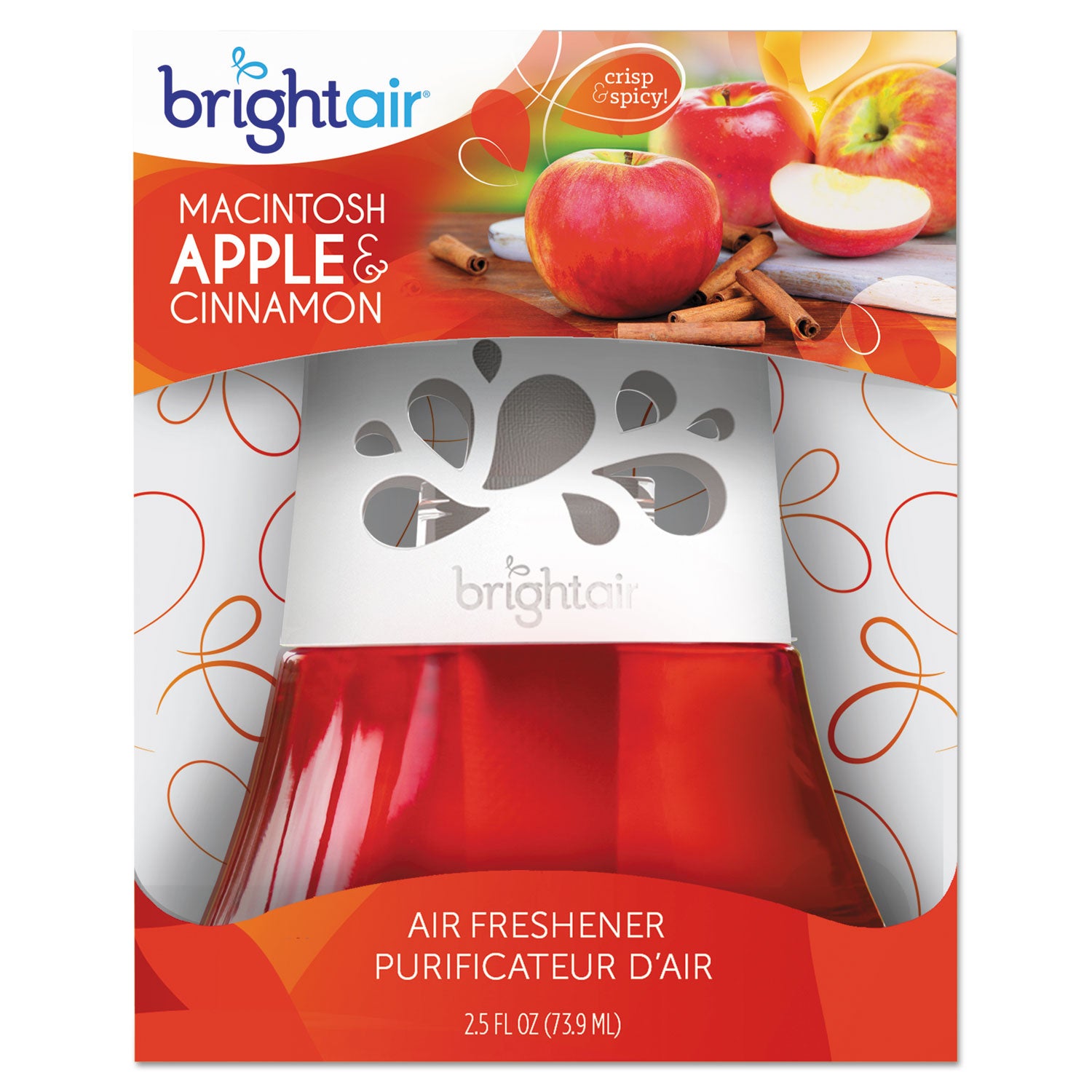 Scented Oil Air Freshener, Macintosh Apple and Cinnamon, Red, 2.5 oz -