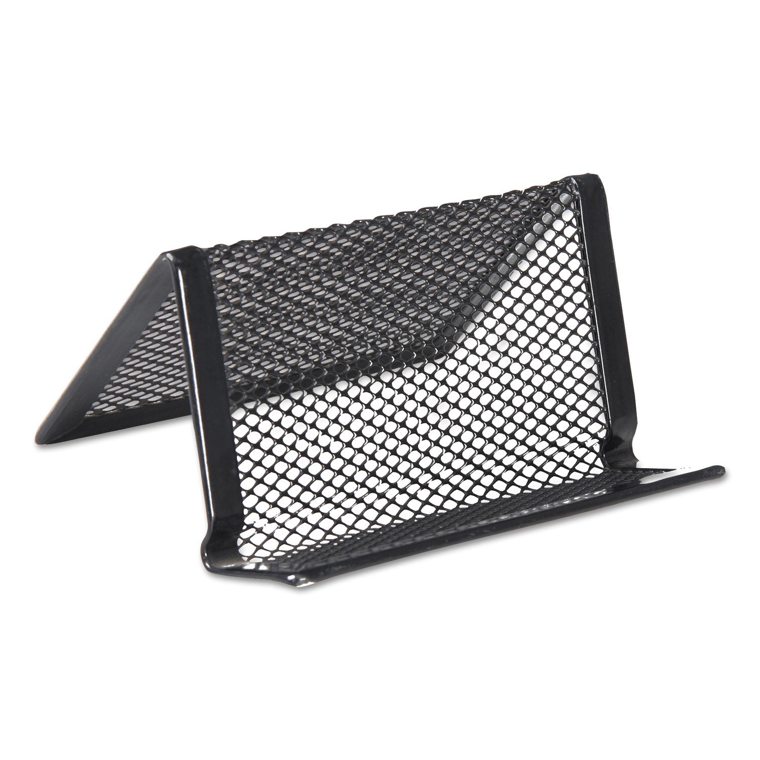 Mesh Metal Business Card Holder, Holds 50 2.25 x 4 Cards, 3.78 x 3.38 x 2.13, Black -
