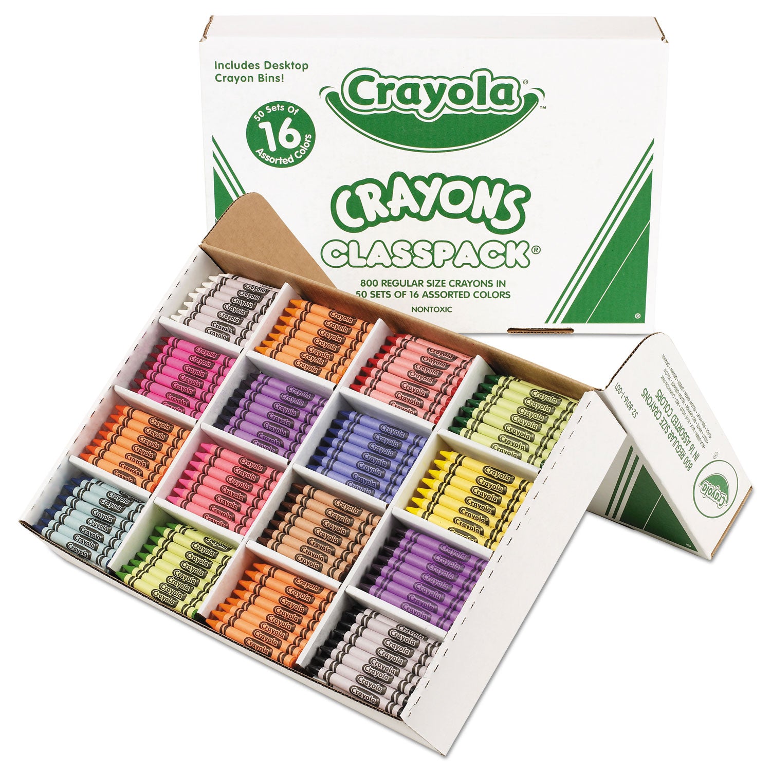 Classpack Regular Crayons, 16 Colors, 800/Box -