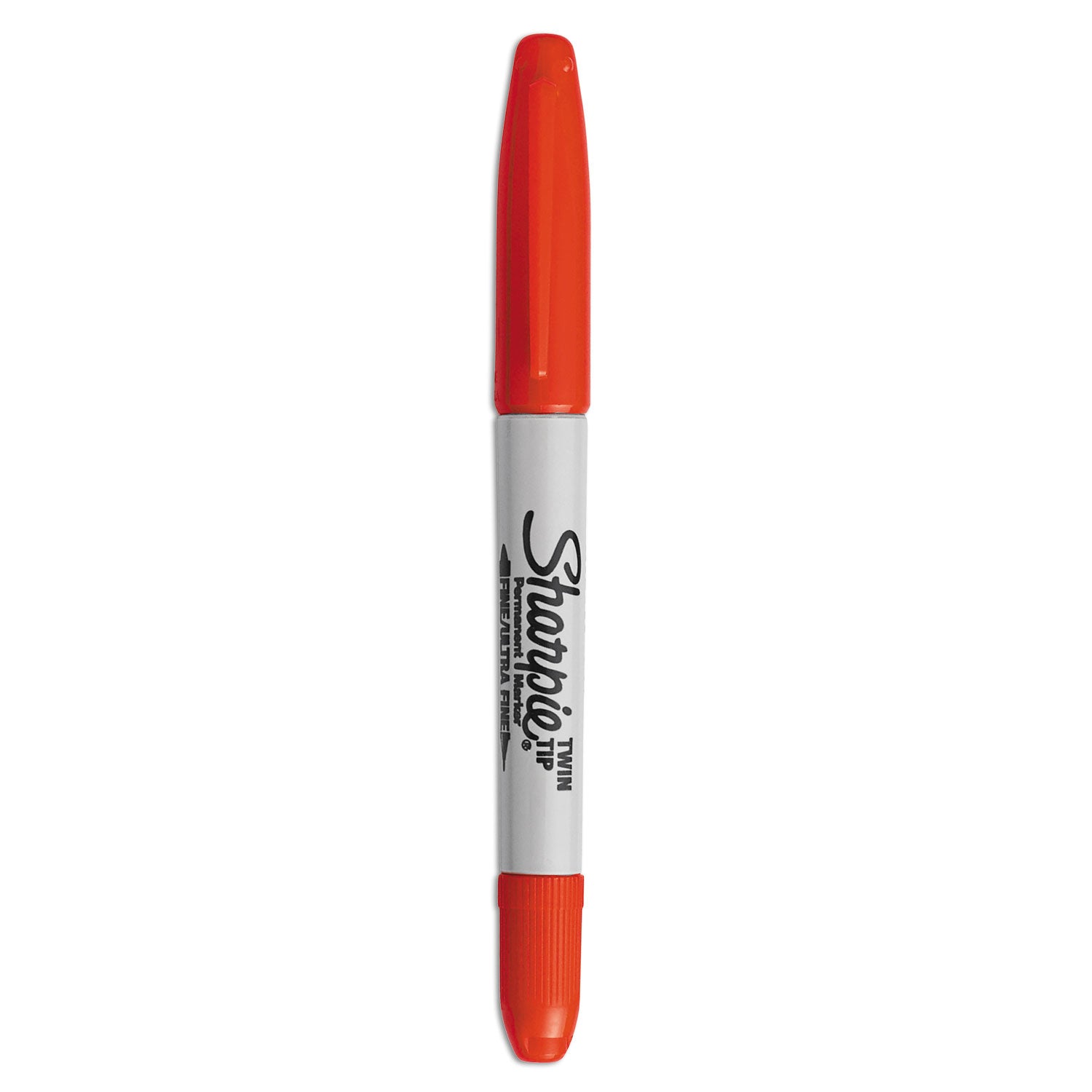 Twin-Tip Permanent Marker, Extra-Fine/Fine Bullet Tips, Red, Dozen -